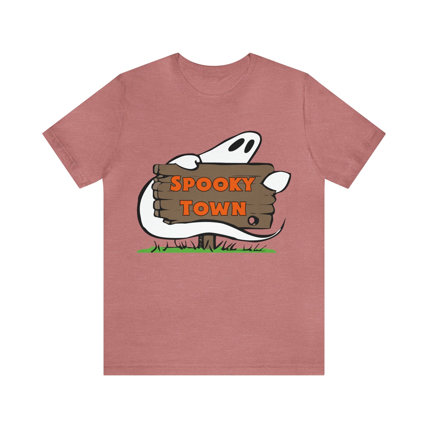 Spooky Town Ghost Sign - Spoopy Collection - Unisex Jersey Short Sleeve Tee