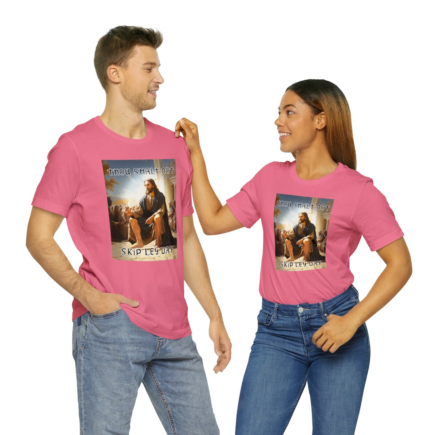 Thou Shalt Not Skip Leg Day - Jesus Christ -Unisex Jersey Short Sleeve Tee