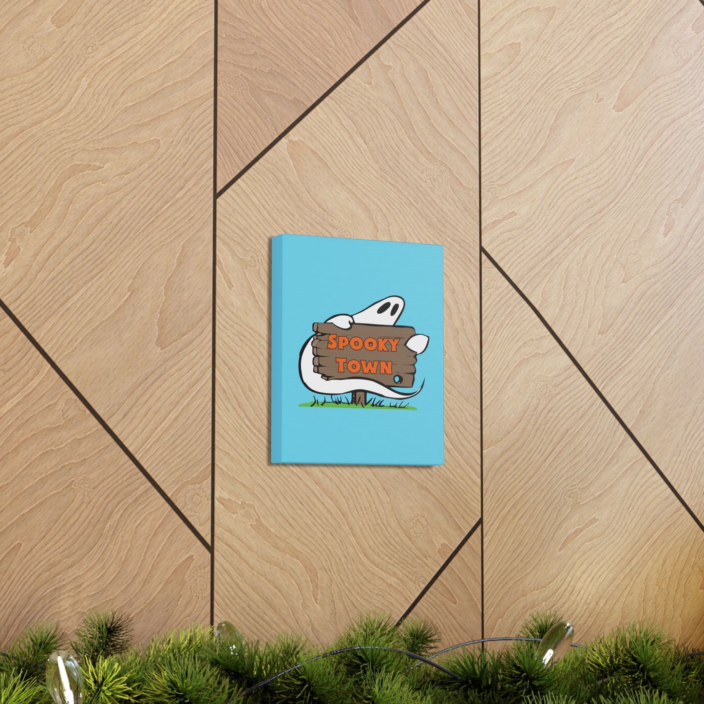 Spooky Town Ghost Sign (Blue) - Spoopy Collection - Canvas Gallery Wraps