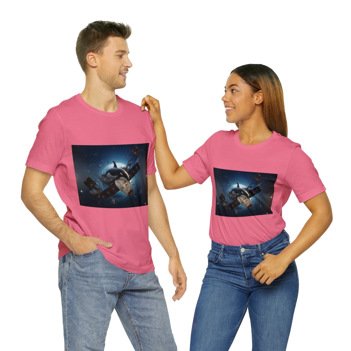 Orca Whales x SpaceX - Orcas Eat the Rich in Space - Unisex Jersey Short Sleeve Tee