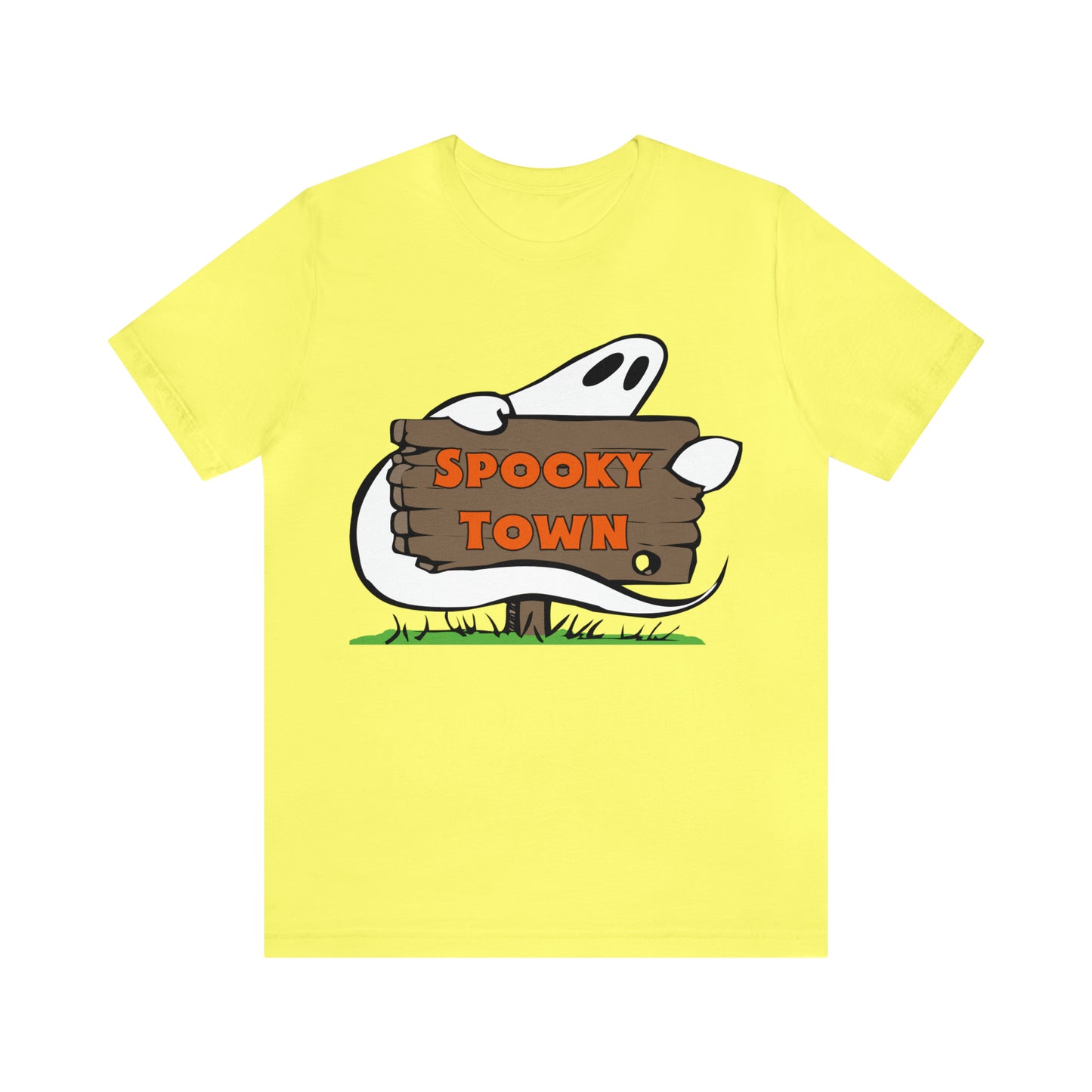 Spooky Town Ghost Sign - Spoopy Collection - Unisex Jersey Short Sleeve Tee