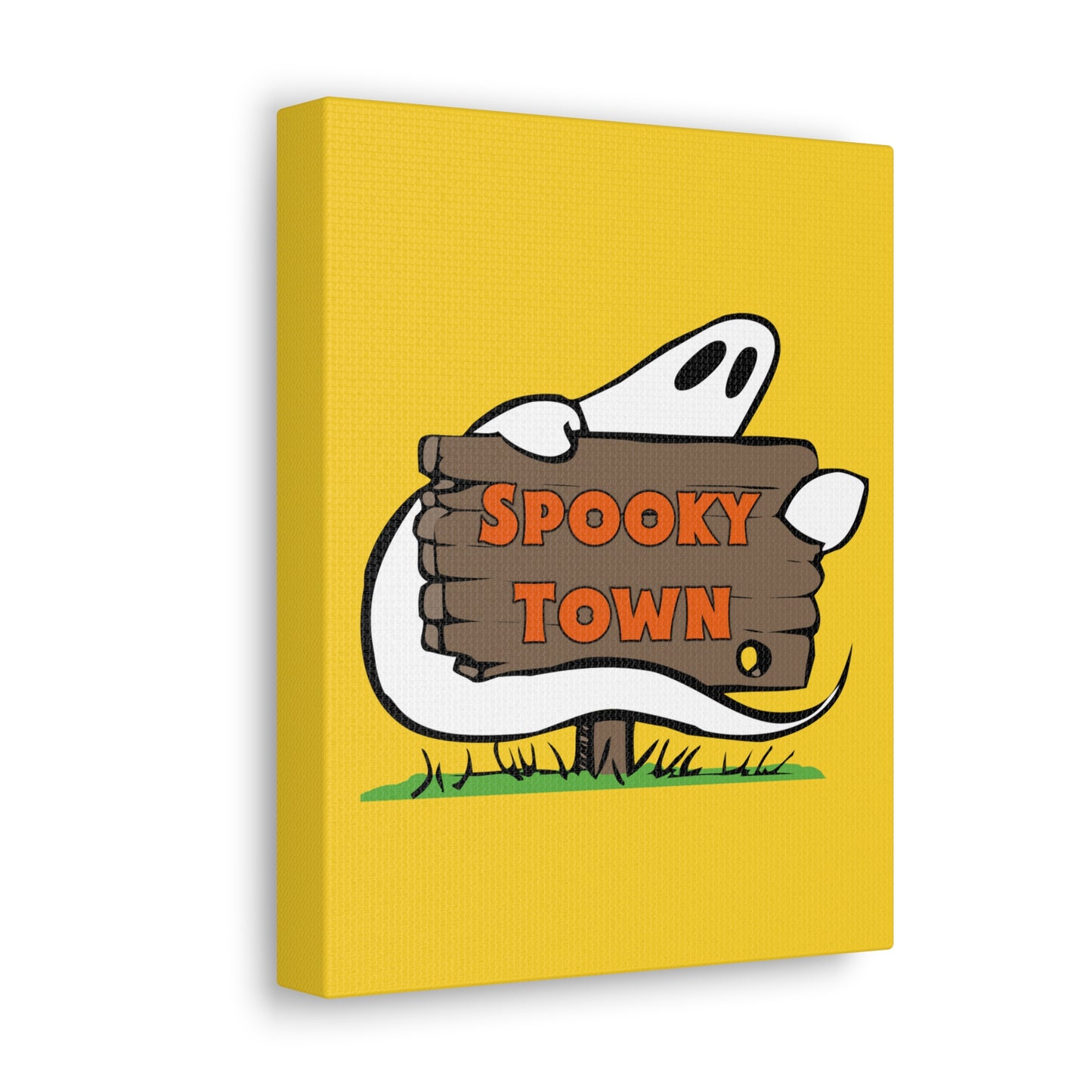 Spooky Town Ghost Sign (Yellow) - Spoopy Collection - Canvas Gallery Wraps