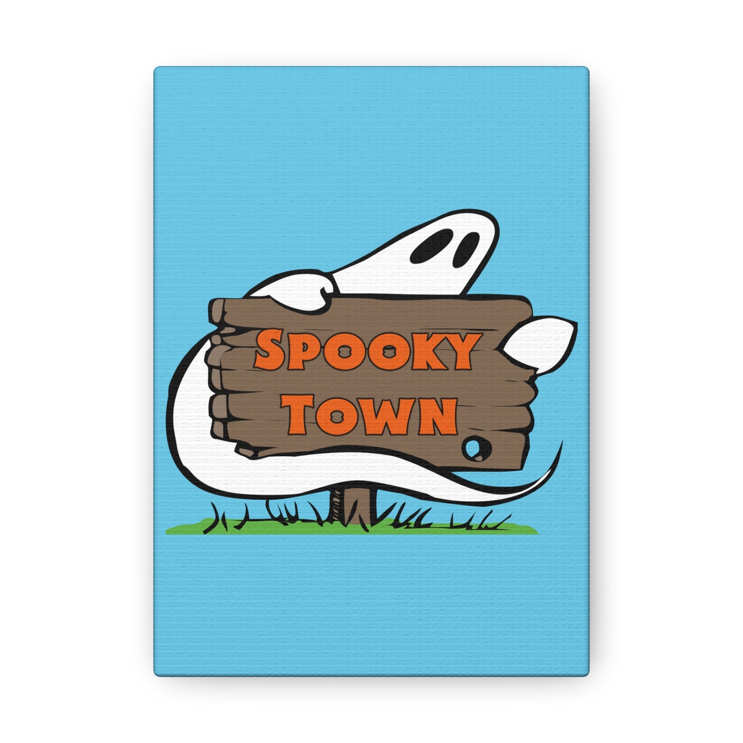 Spooky Town Ghost Sign (Blue) - Spoopy Collection - Canvas Gallery Wraps