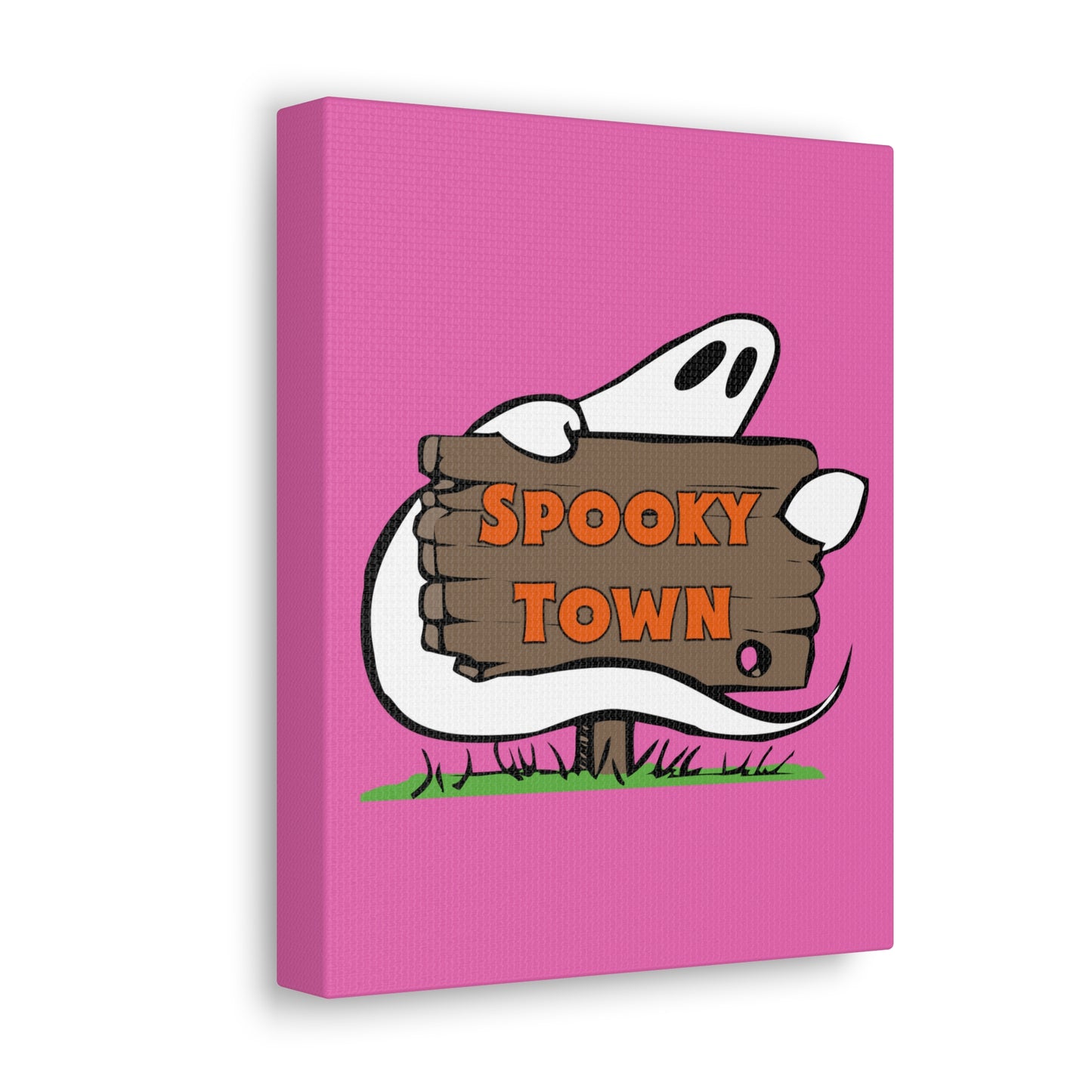 Spooky Town Ghost Sign (Pink) - Spoopy Collection - Canvas Gallery Wraps