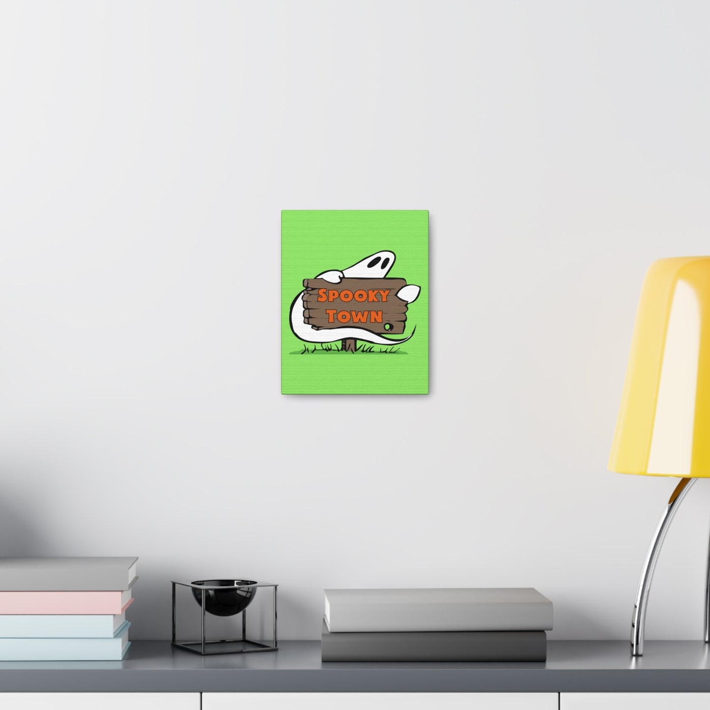 Spooky Town Ghost Sign (Green) - Spoopy Collection - Canvas Gallery Wraps