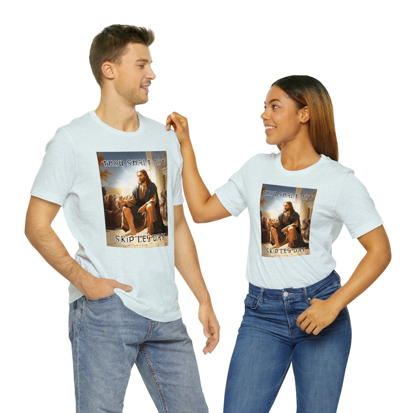 Thou Shalt Not Skip Leg Day - Jesus Christ -Unisex Jersey Short Sleeve Tee