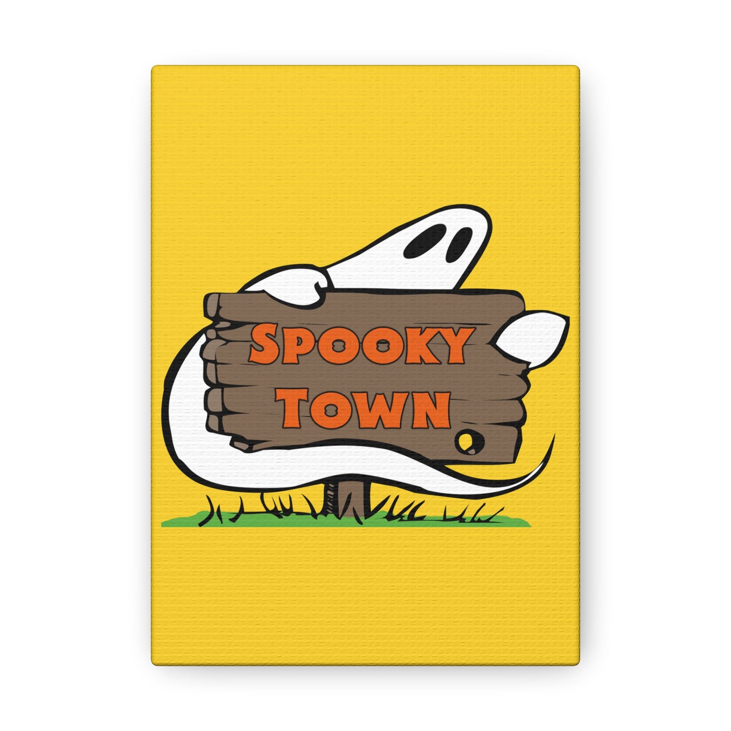 Spooky Town Ghost Sign (Yellow) - Spoopy Collection - Canvas Gallery Wraps