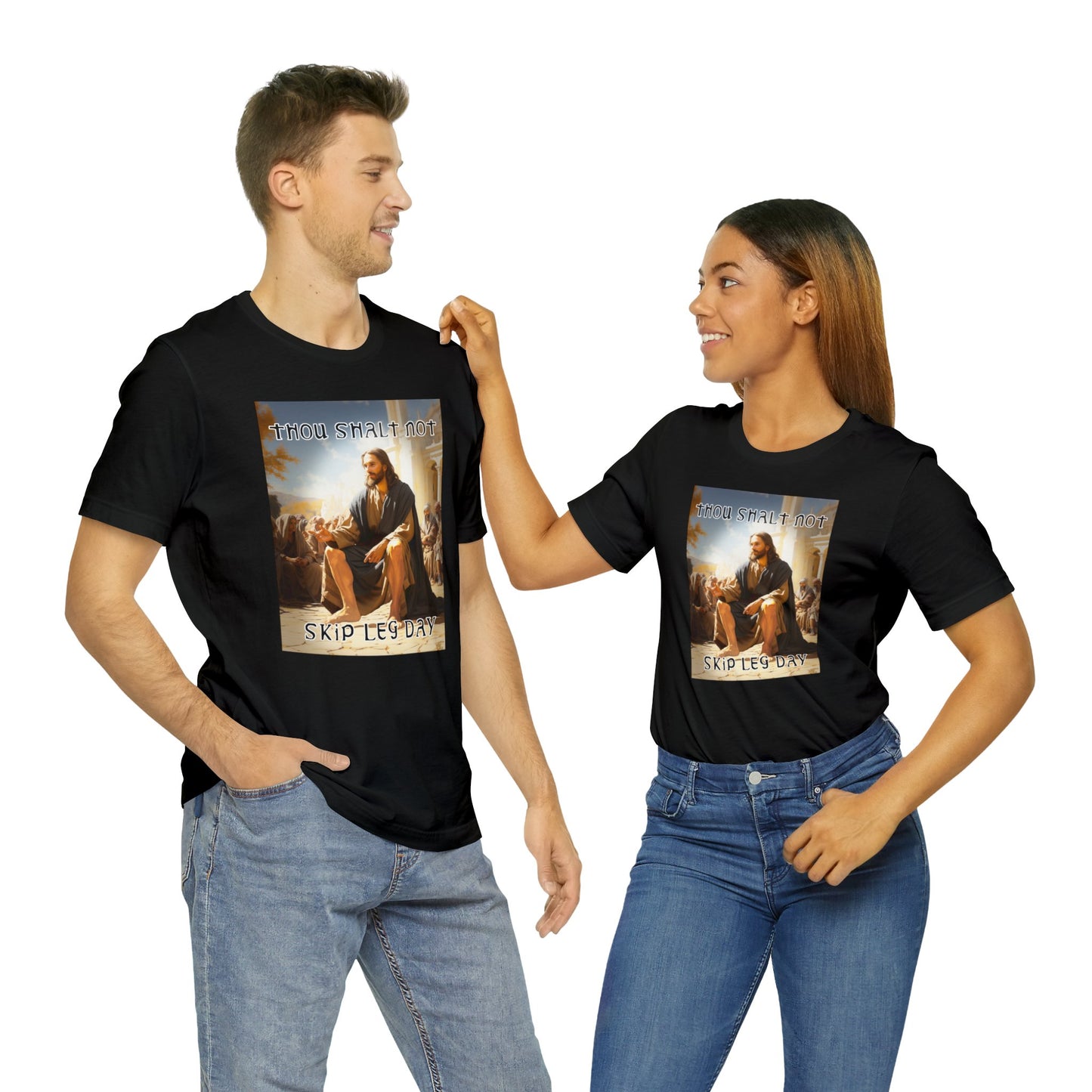Thou Shalt Not Skip Leg Day - Jesus Christ -Unisex Jersey Short Sleeve Tee