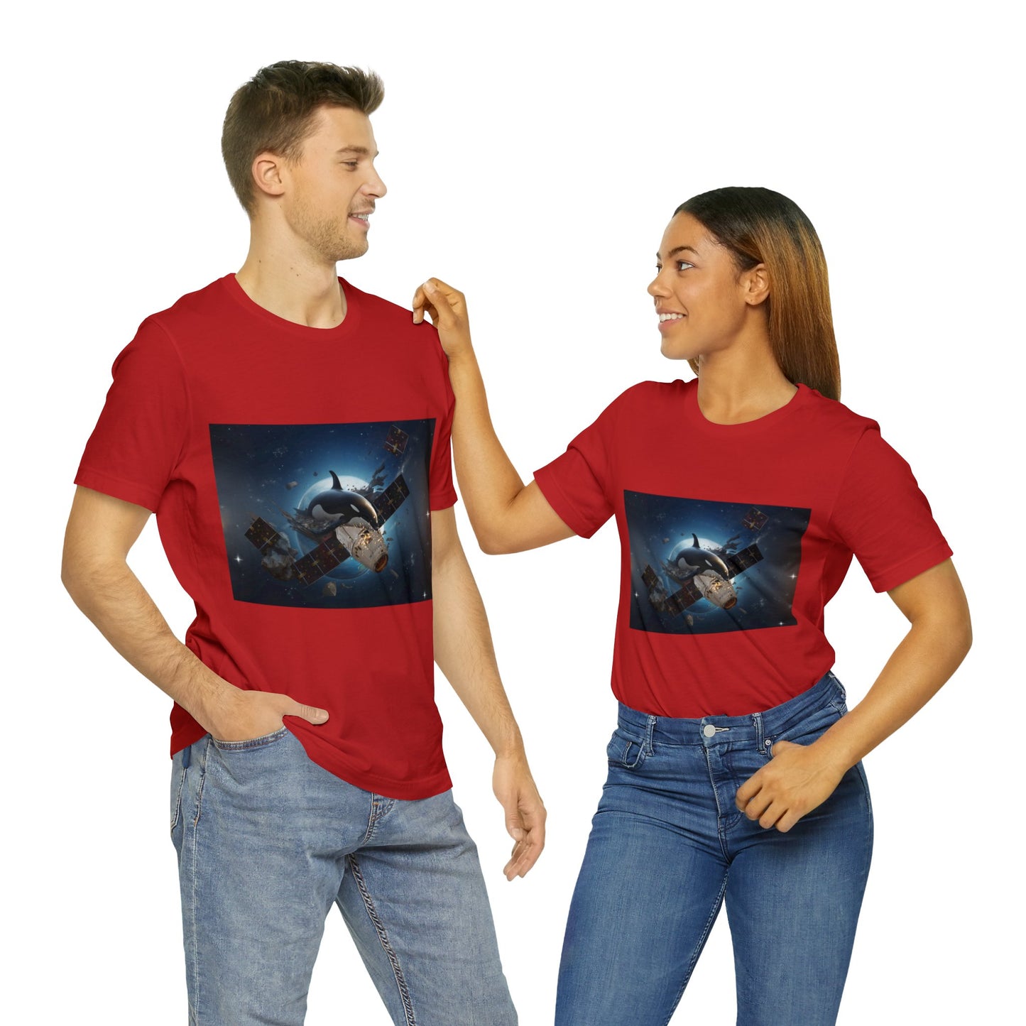 Orca Whales x SpaceX - Orcas Eat the Rich in Space - Unisex Jersey Short Sleeve Tee