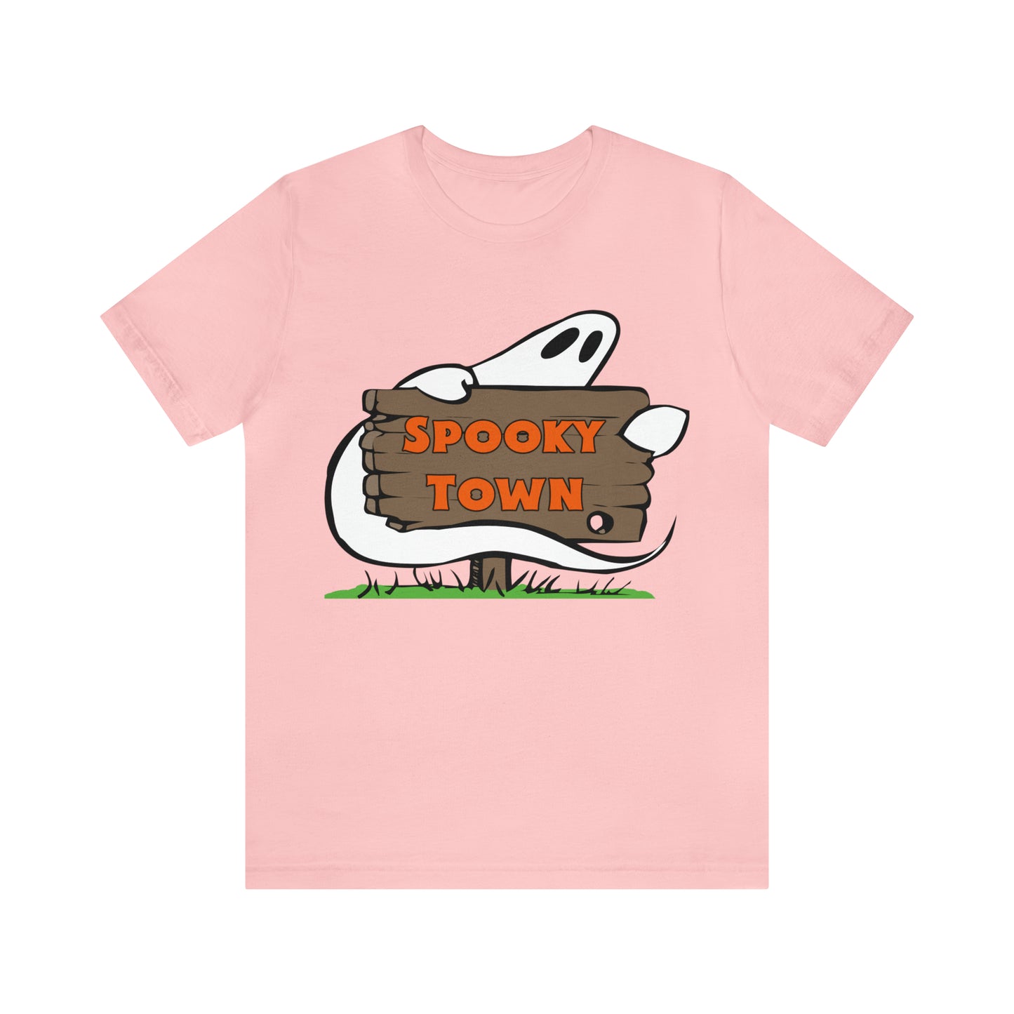 Spooky Town Ghost Sign - Spoopy Collection - Unisex Jersey Short Sleeve Tee