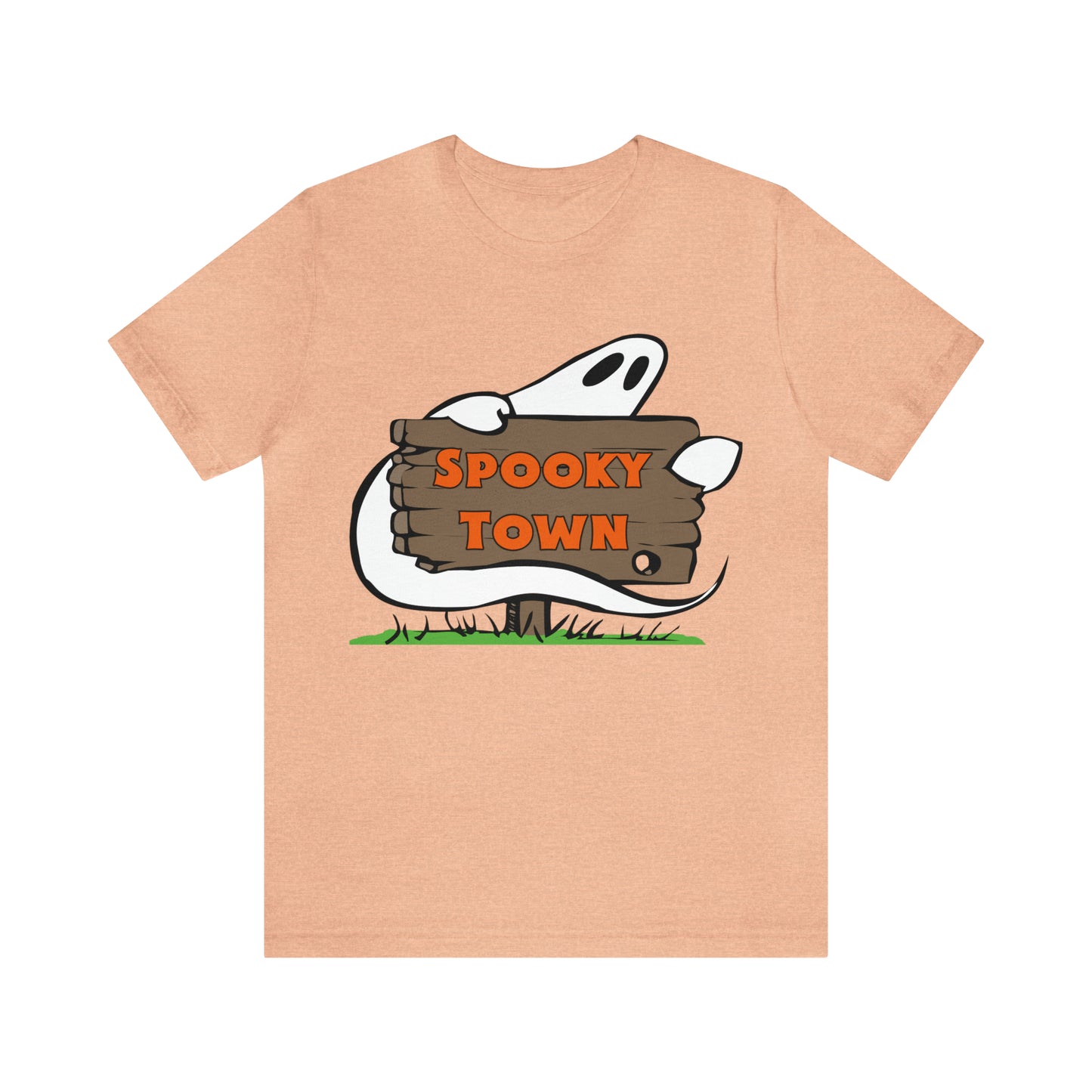 Spooky Town Ghost Sign - Spoopy Collection - Unisex Jersey Short Sleeve Tee