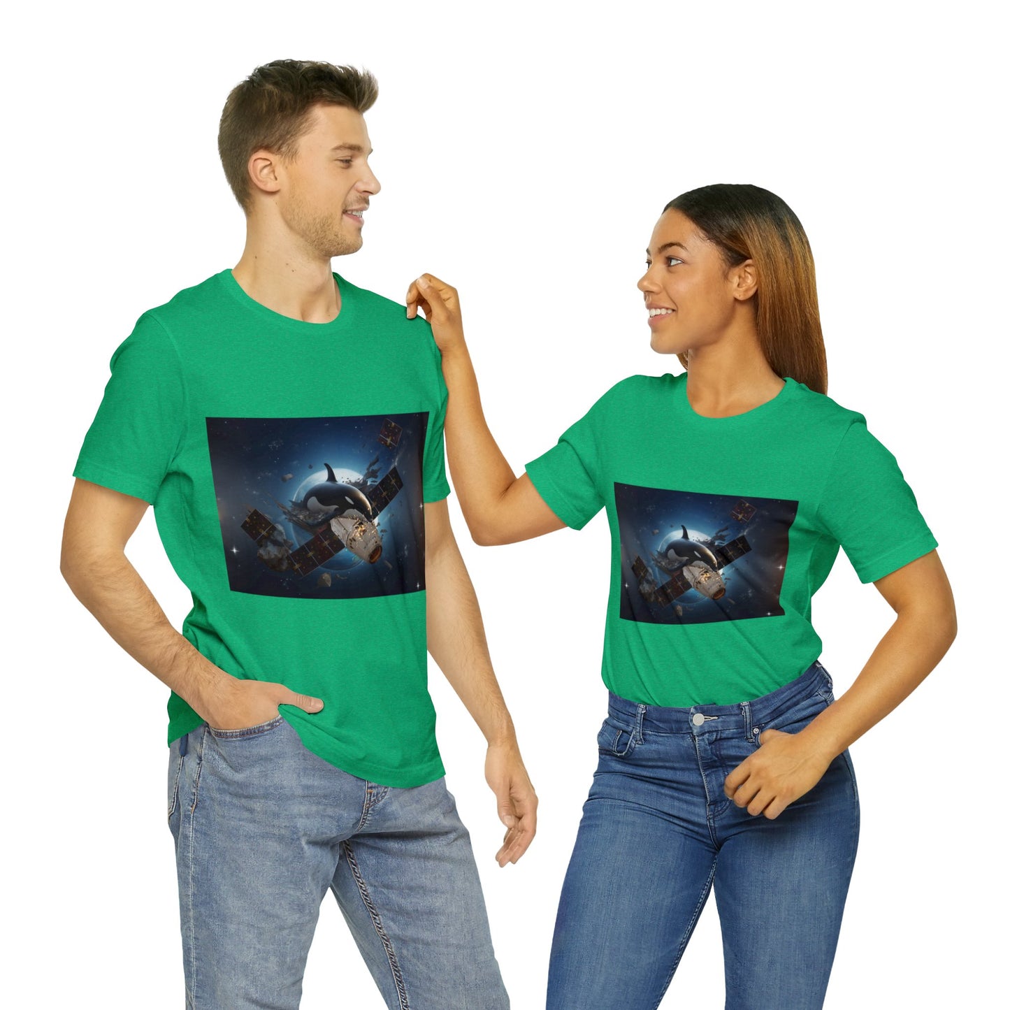 Orca Whales x SpaceX - Orcas Eat the Rich in Space - Unisex Jersey Short Sleeve Tee