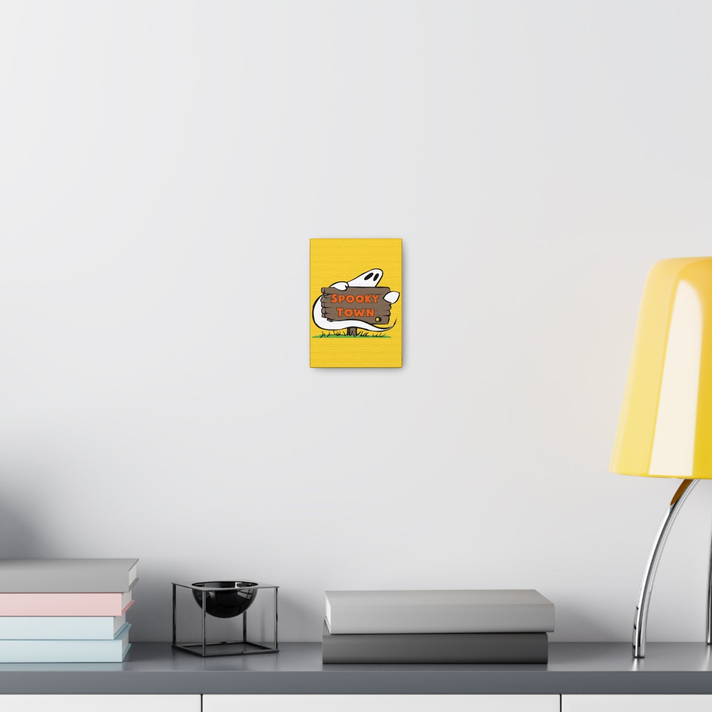 Spooky Town Ghost Sign (Yellow) - Spoopy Collection - Canvas Gallery Wraps