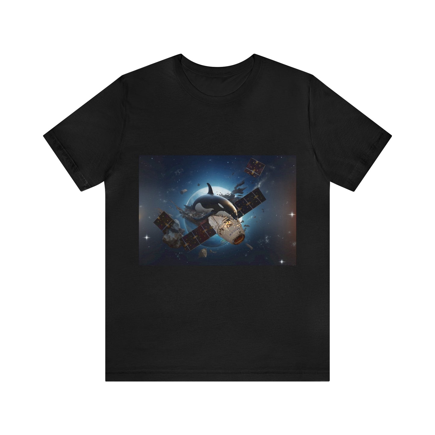 Orca Whales x SpaceX - Orcas Eat the Rich in Space - Unisex Jersey Short Sleeve Tee