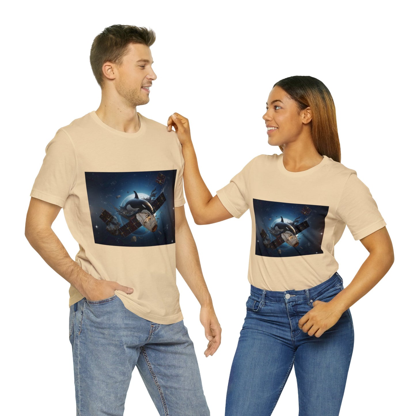 Orca Whales x SpaceX - Orcas Eat the Rich in Space - Unisex Jersey Short Sleeve Tee