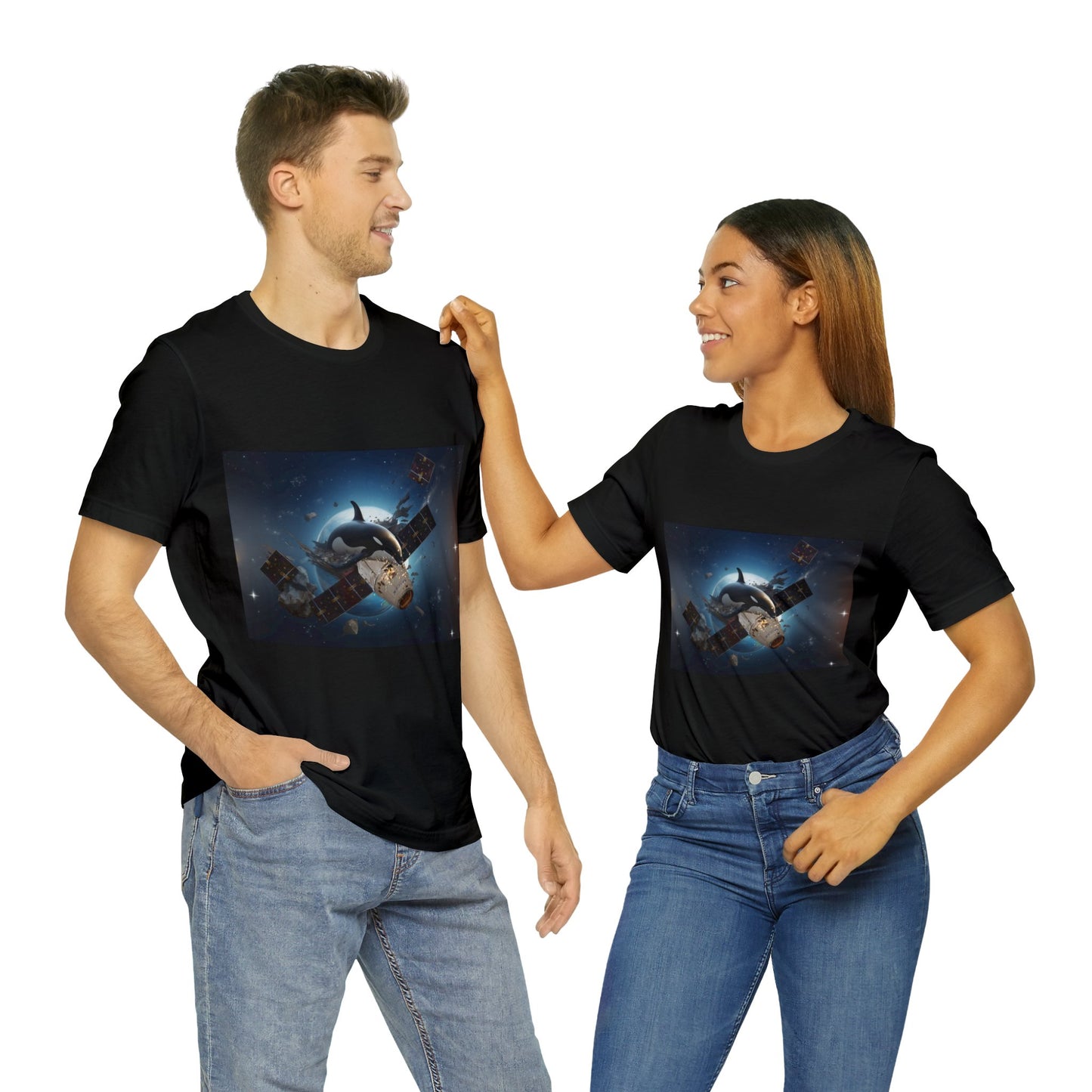 Orca Whales x SpaceX - Orcas Eat the Rich in Space - Unisex Jersey Short Sleeve Tee