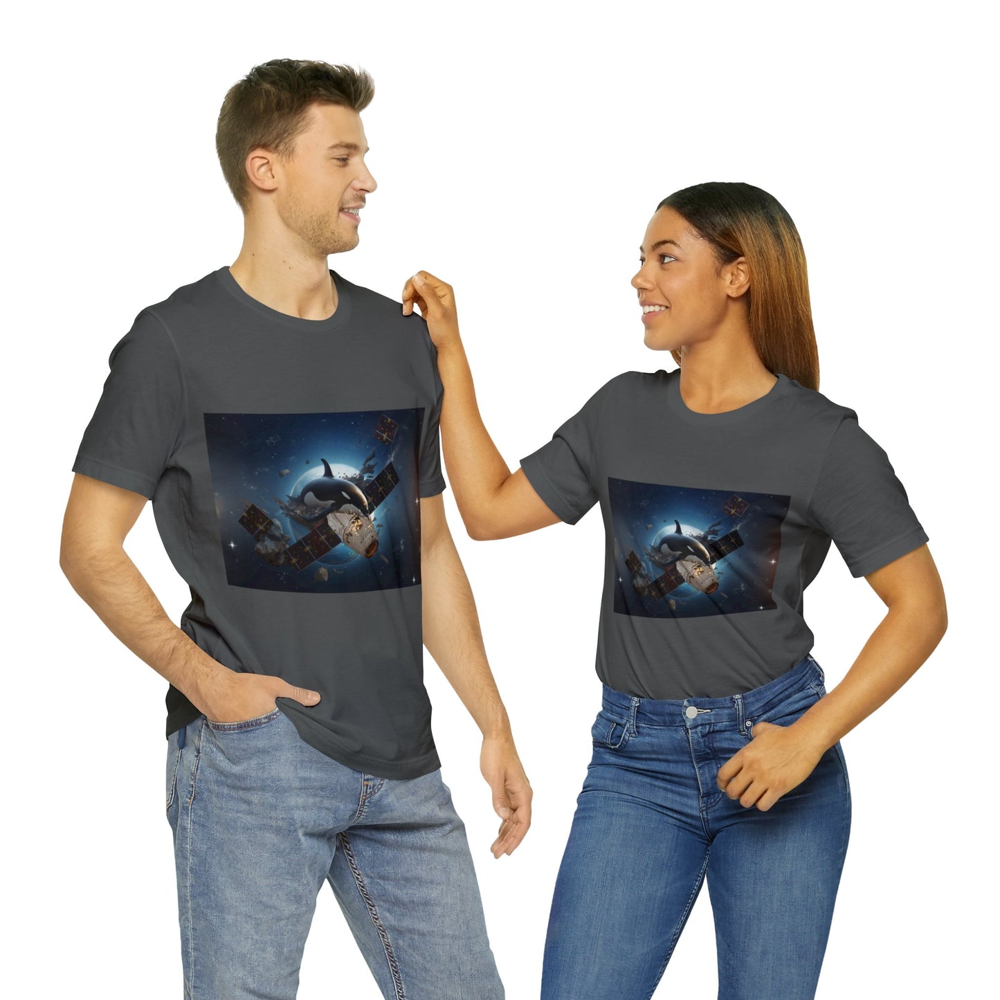 Orca Whales x SpaceX - Orcas Eat the Rich in Space - Unisex Jersey Short Sleeve Tee