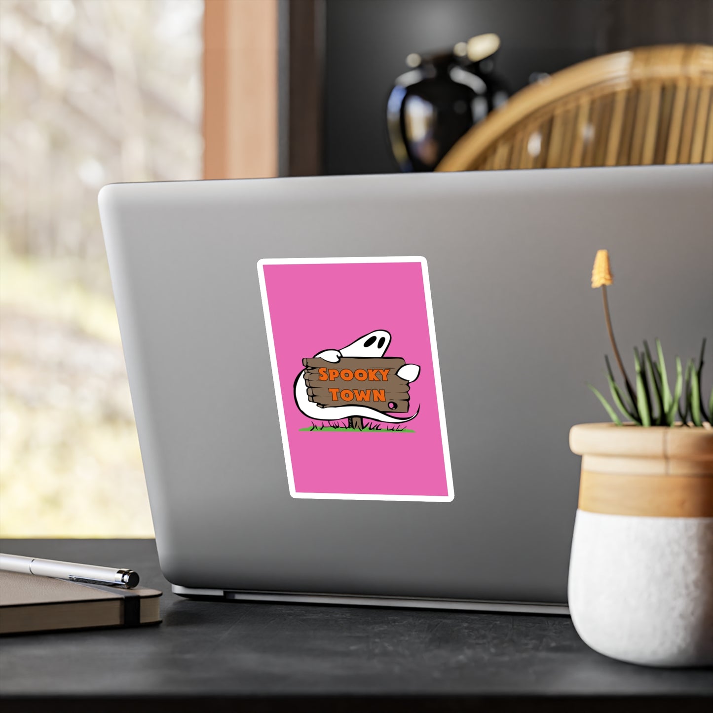 Spooky Town Ghost Sign (Pink) - Spoopy Collection - Kiss-Cut Vinyl Decals
