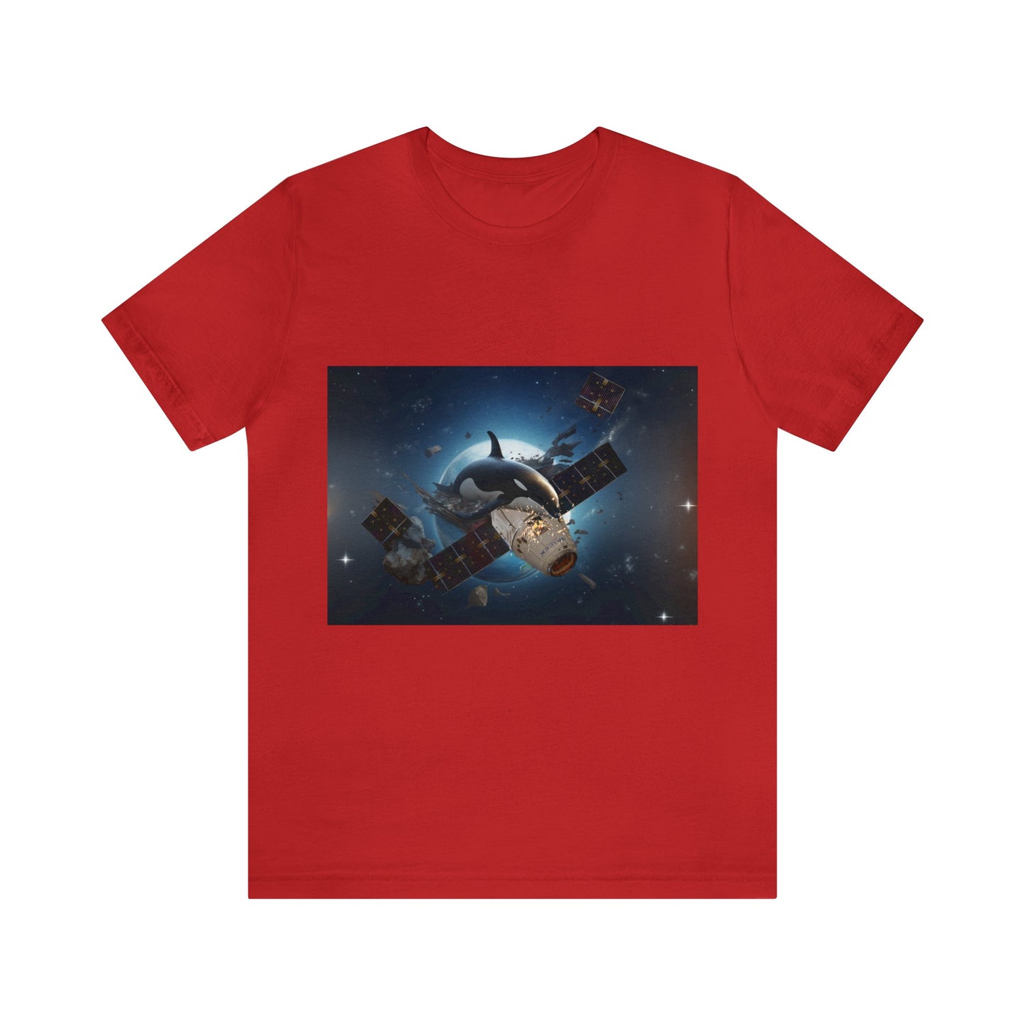 Orca Whales x SpaceX - Orcas Eat the Rich in Space - Unisex Jersey Short Sleeve Tee