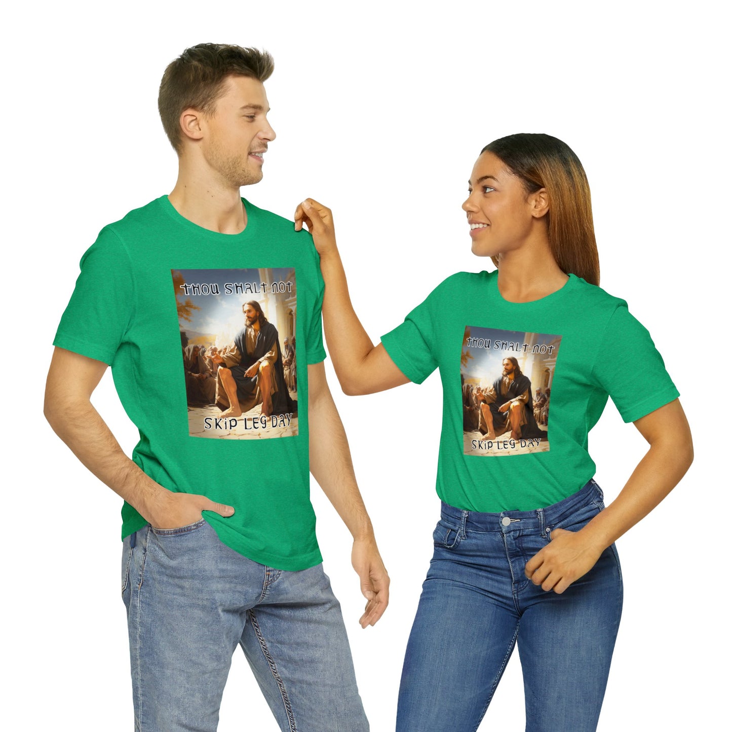 Thou Shalt Not Skip Leg Day - Jesus Christ -Unisex Jersey Short Sleeve Tee