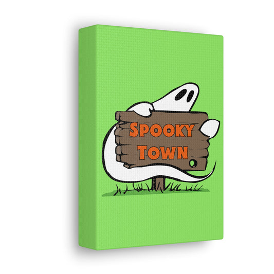 Spooky Town Ghost Sign (Green) - Spoopy Collection - Canvas Gallery Wraps