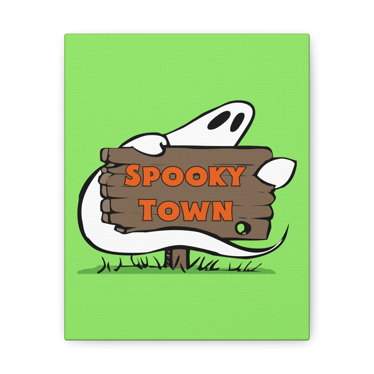 Spooky Town Ghost Sign (Green) - Spoopy Collection - Canvas Gallery Wraps