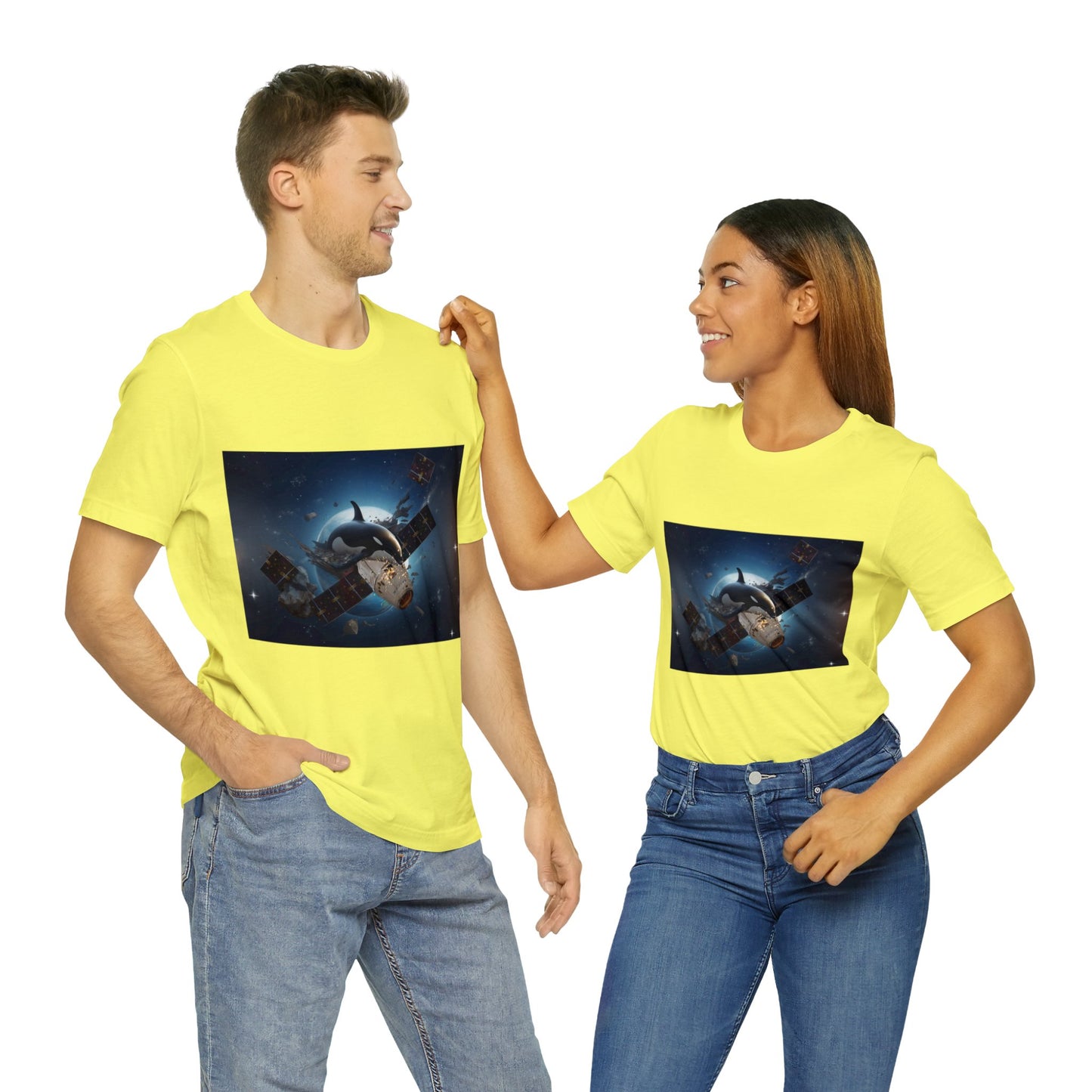 Orca Whales x SpaceX - Orcas Eat the Rich in Space - Unisex Jersey Short Sleeve Tee
