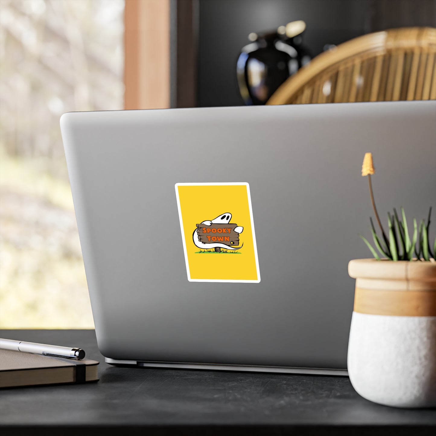 Spooky Town Ghost Sign (Yellow) - Spoopy Collection - Kiss-Cut Vinyl Decals