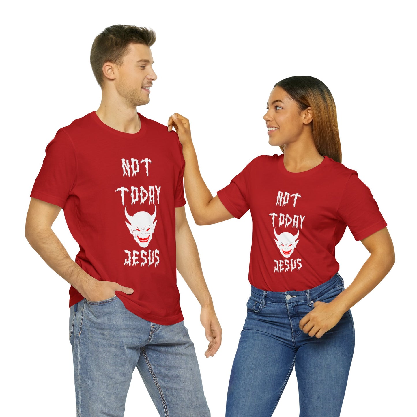 Not Today Jesus - Not Today Satan Parody - Unisex Jersey Short Sleeve Tee