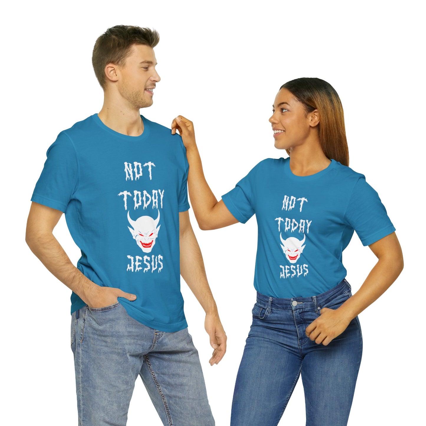 Not Today Jesus - Not Today Satan Parody - Unisex Jersey Short Sleeve Tee