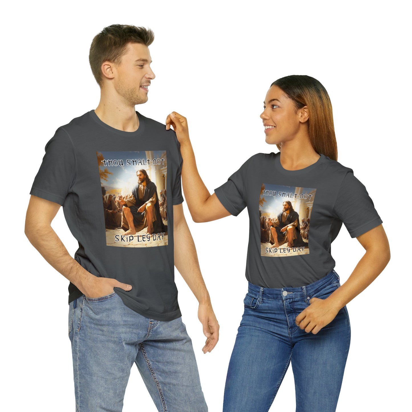 Thou Shalt Not Skip Leg Day - Jesus Christ -Unisex Jersey Short Sleeve Tee