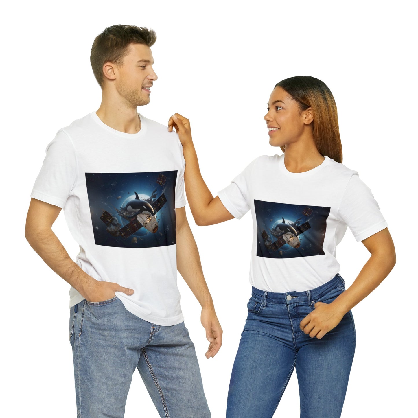 Orca Whales x SpaceX - Orcas Eat the Rich in Space - Unisex Jersey Short Sleeve Tee