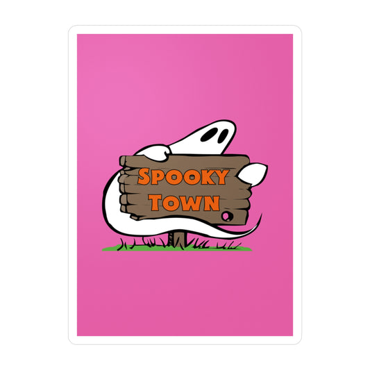 Spooky Town Ghost Sign (Pink) - Spoopy Collection - Kiss-Cut Vinyl Decals