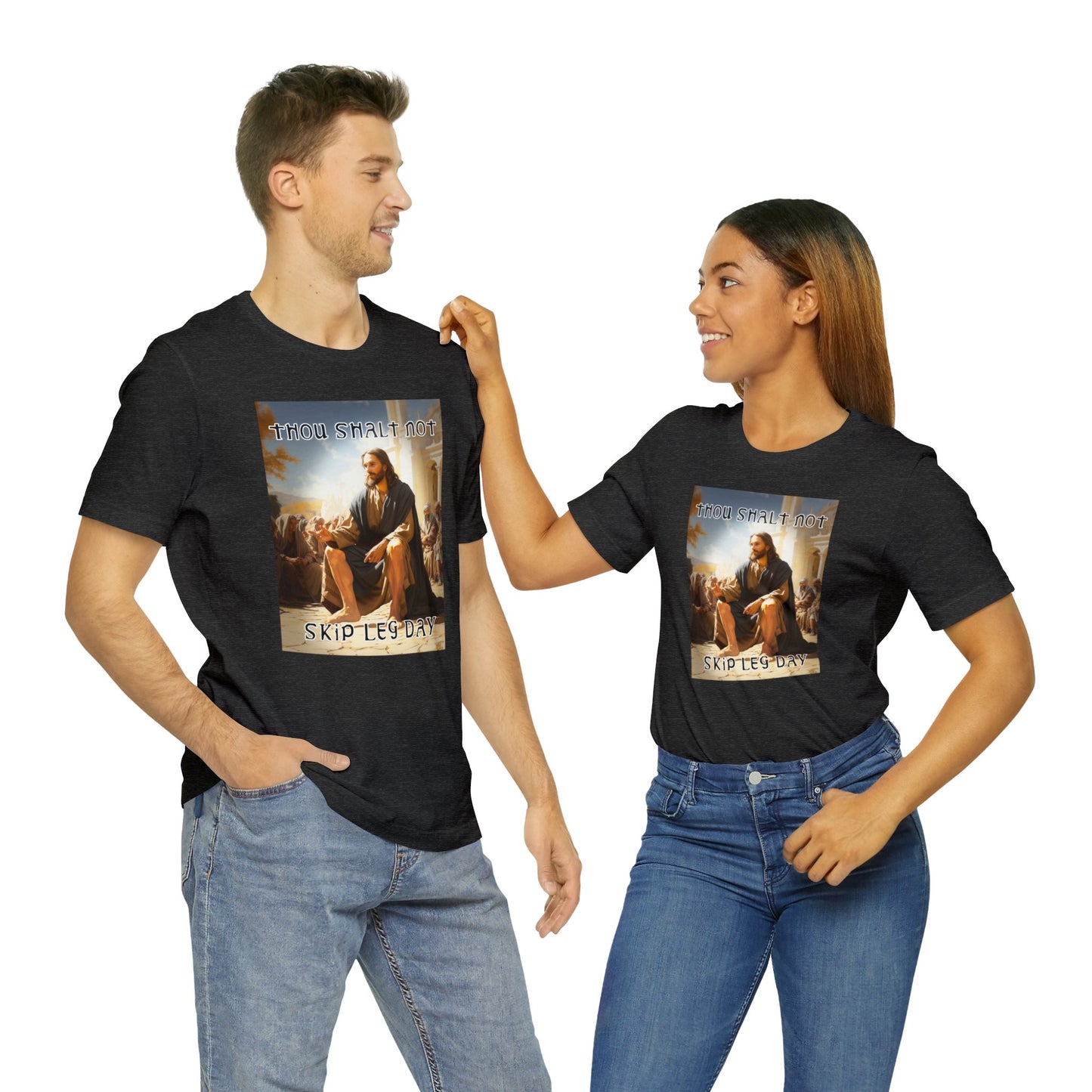 Thou Shalt Not Skip Leg Day - Jesus Christ -Unisex Jersey Short Sleeve Tee