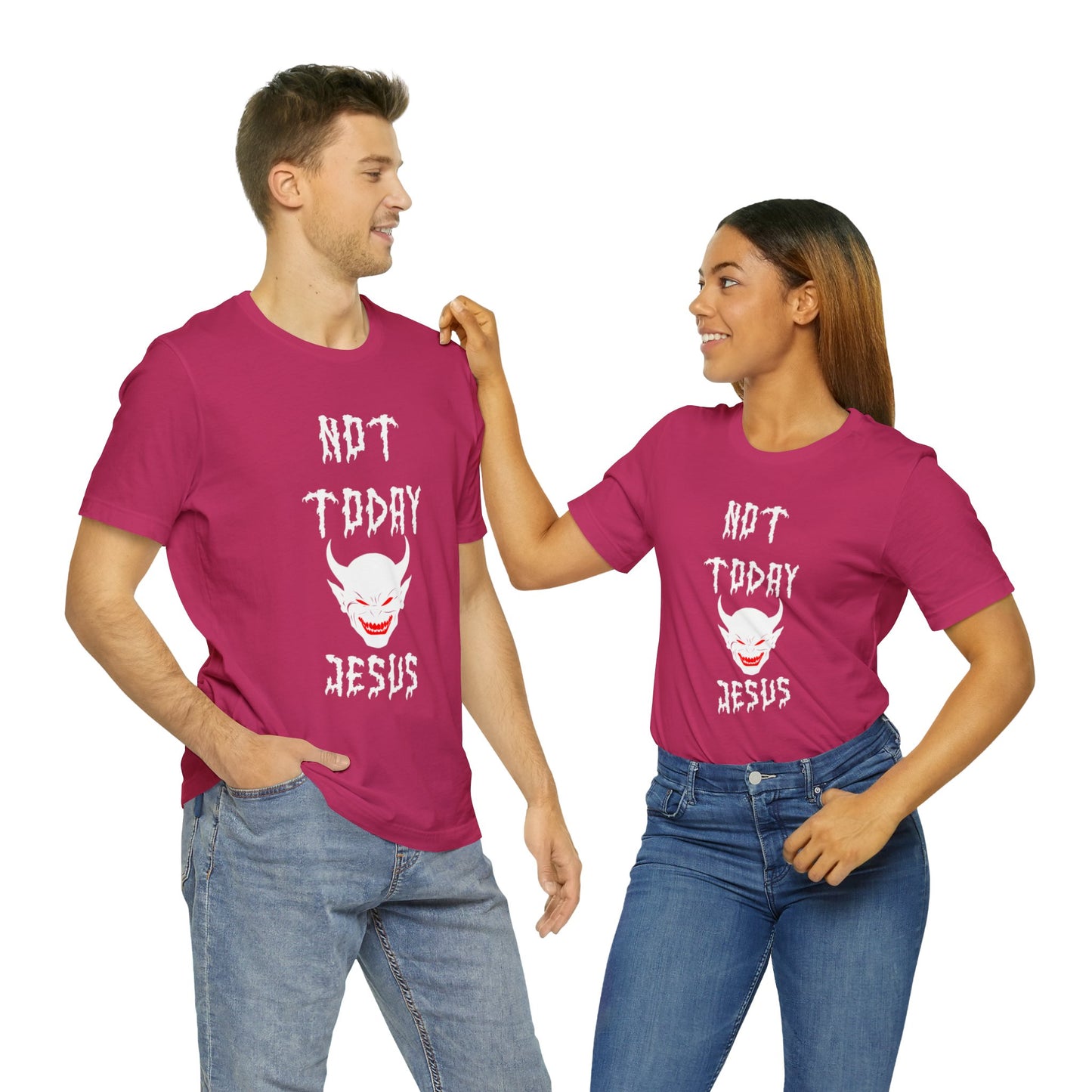 Not Today Jesus - Not Today Satan Parody - Unisex Jersey Short Sleeve Tee