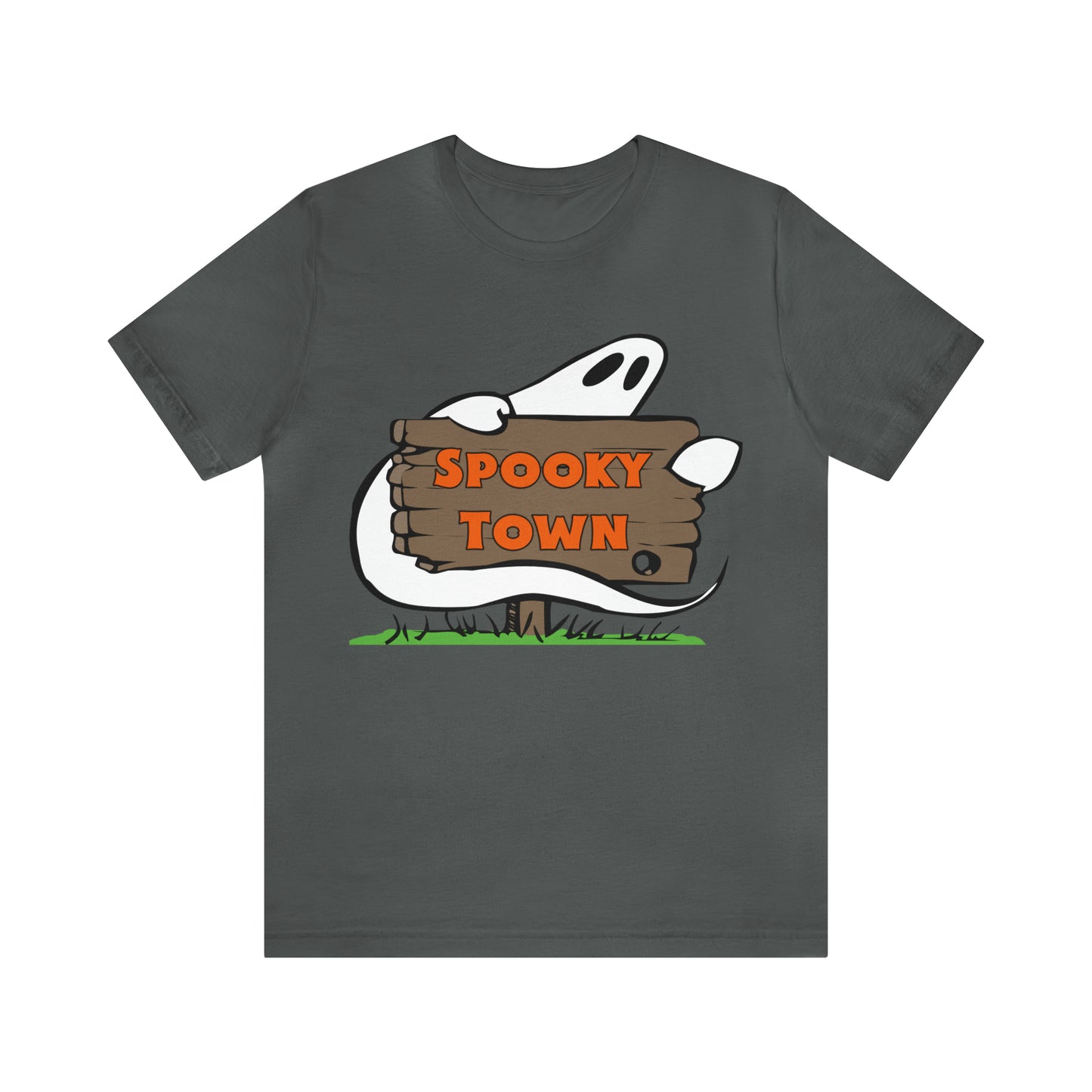 Spooky Town Ghost Sign - Spoopy Collection - Unisex Jersey Short Sleeve Tee
