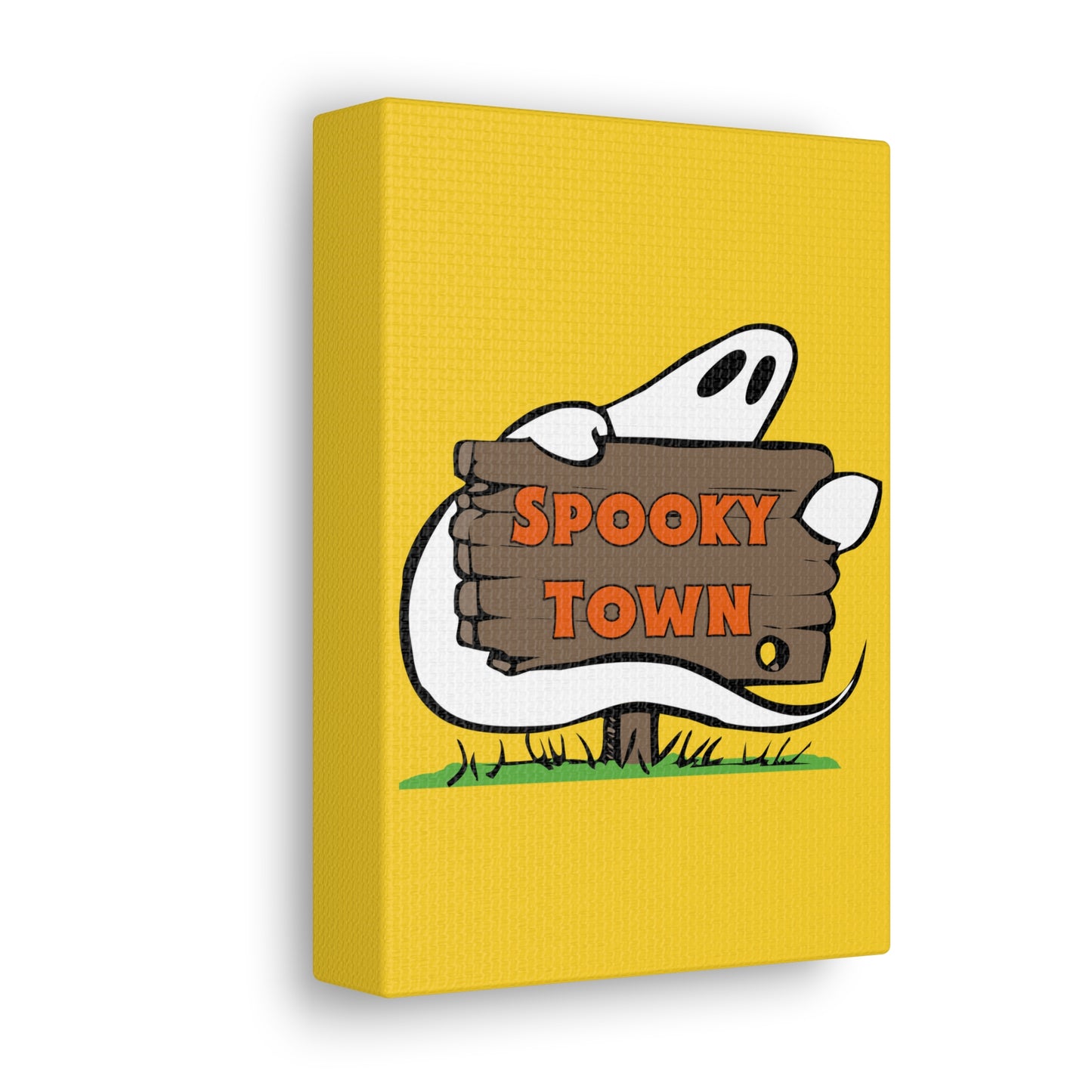 Spooky Town Ghost Sign (Yellow) - Spoopy Collection - Canvas Gallery Wraps