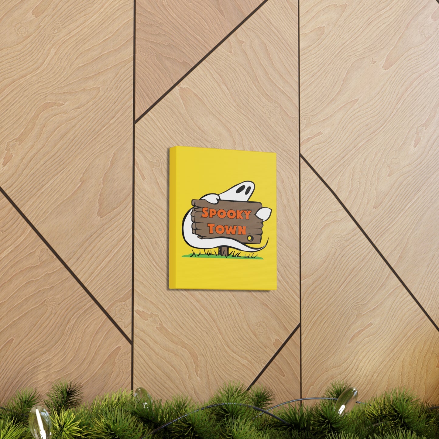 Spooky Town Ghost Sign (Yellow) - Spoopy Collection - Canvas Gallery Wraps