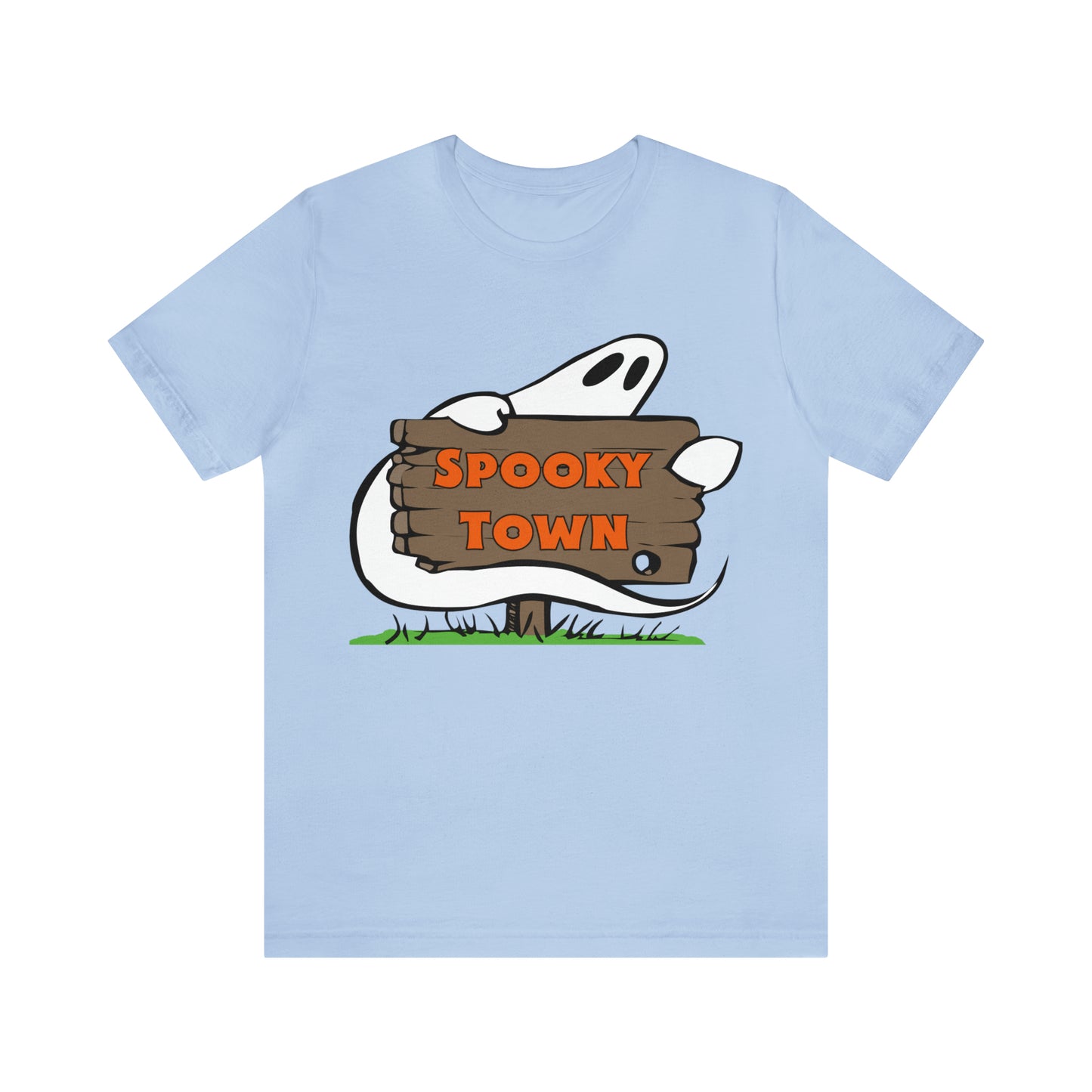 Spooky Town Ghost Sign - Spoopy Collection - Unisex Jersey Short Sleeve Tee