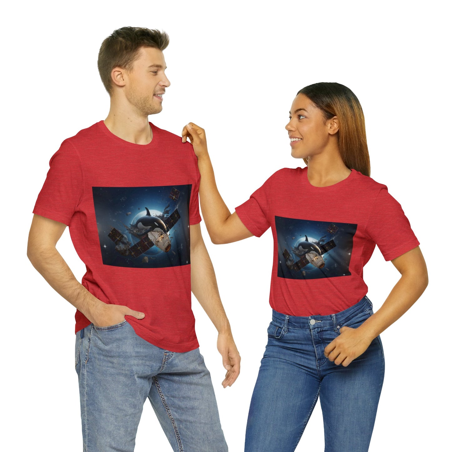 Orca Whales x SpaceX - Orcas Eat the Rich in Space - Unisex Jersey Short Sleeve Tee