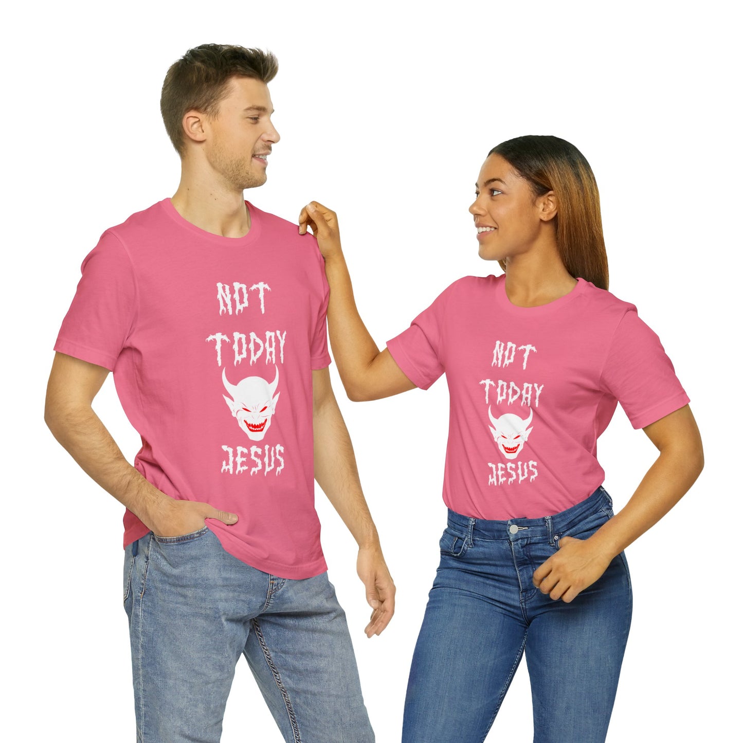 Not Today Jesus - Not Today Satan Parody - Unisex Jersey Short Sleeve Tee