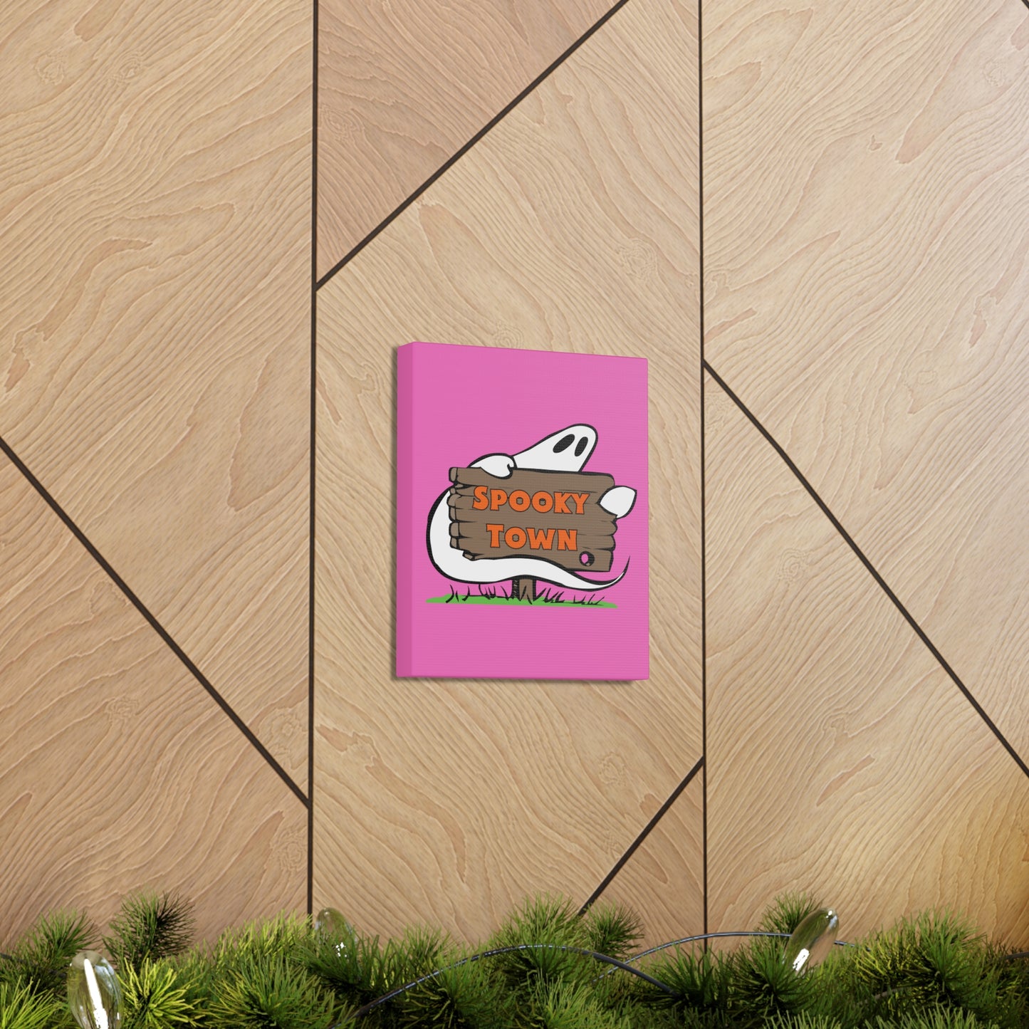 Spooky Town Ghost Sign (Pink) - Spoopy Collection - Canvas Gallery Wraps