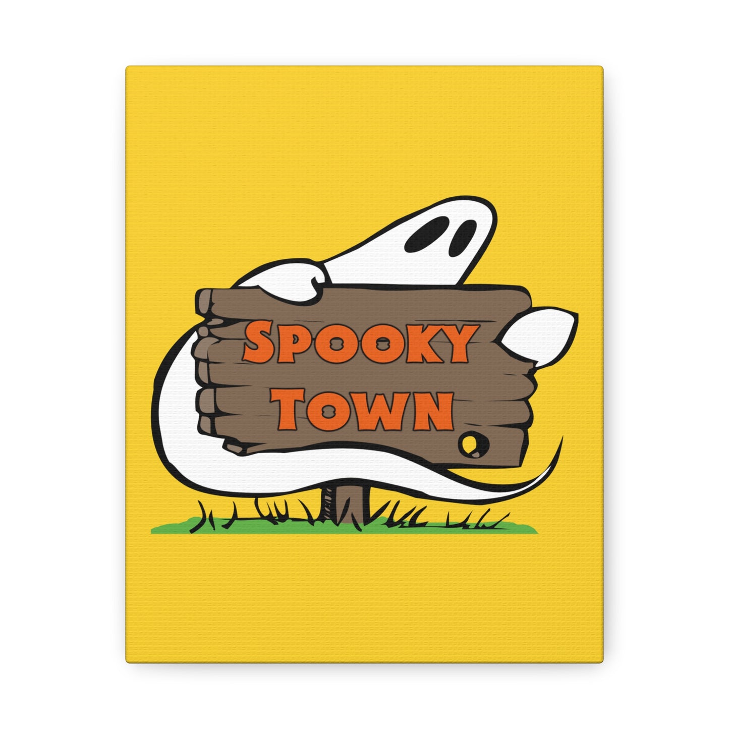 Spooky Town Ghost Sign (Yellow) - Spoopy Collection - Canvas Gallery Wraps