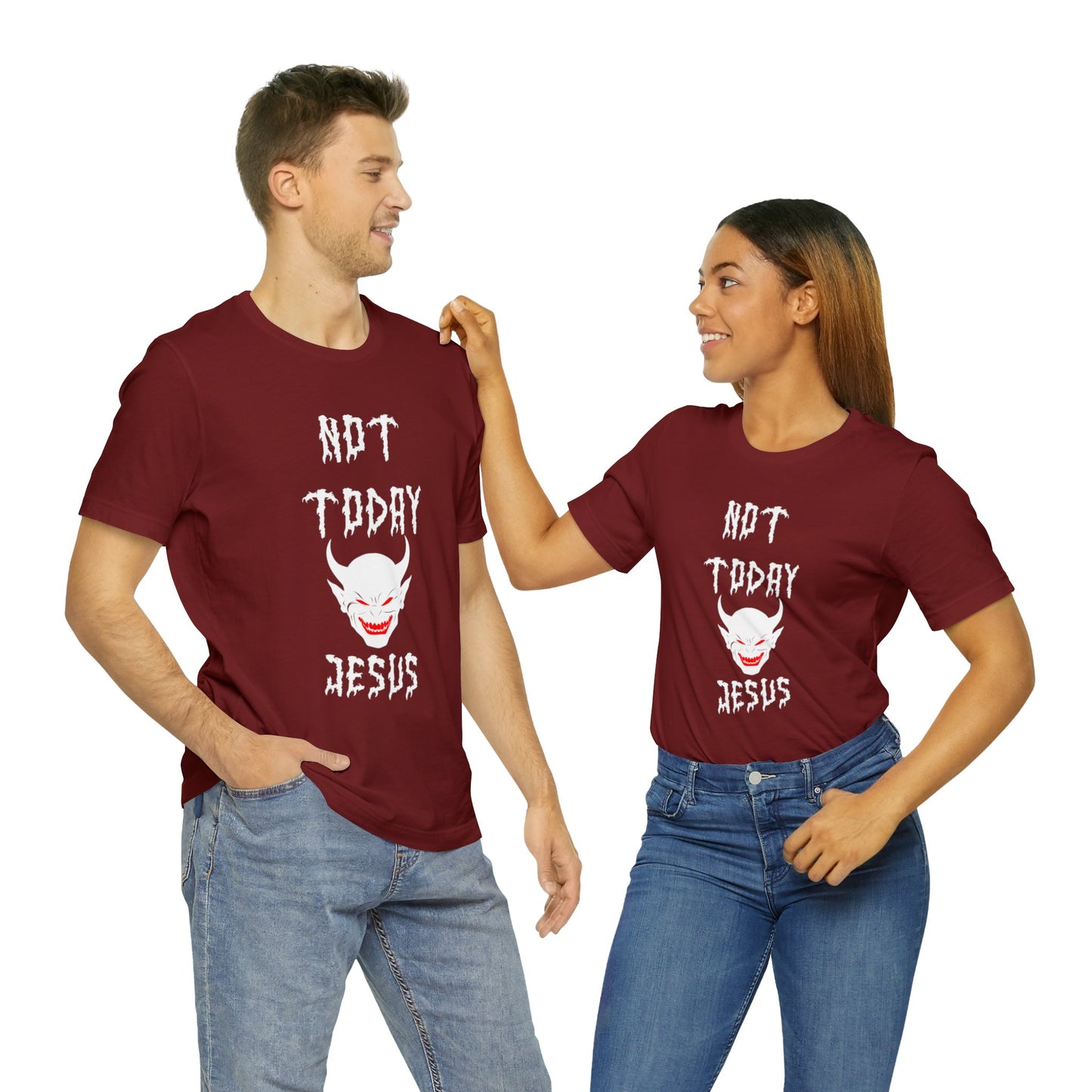 Not Today Jesus - Not Today Satan Parody - Unisex Jersey Short Sleeve Tee