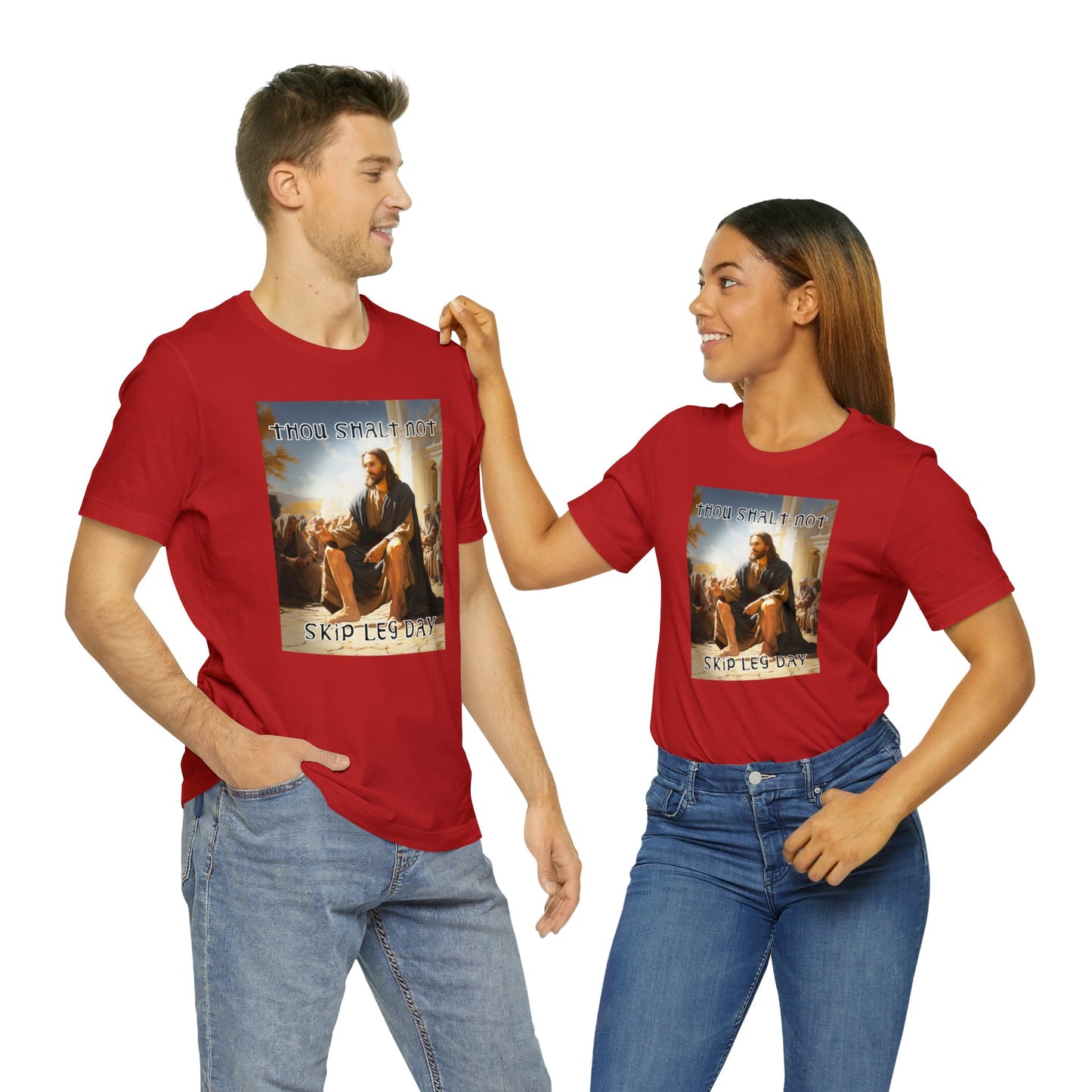 Thou Shalt Not Skip Leg Day - Jesus Christ -Unisex Jersey Short Sleeve Tee