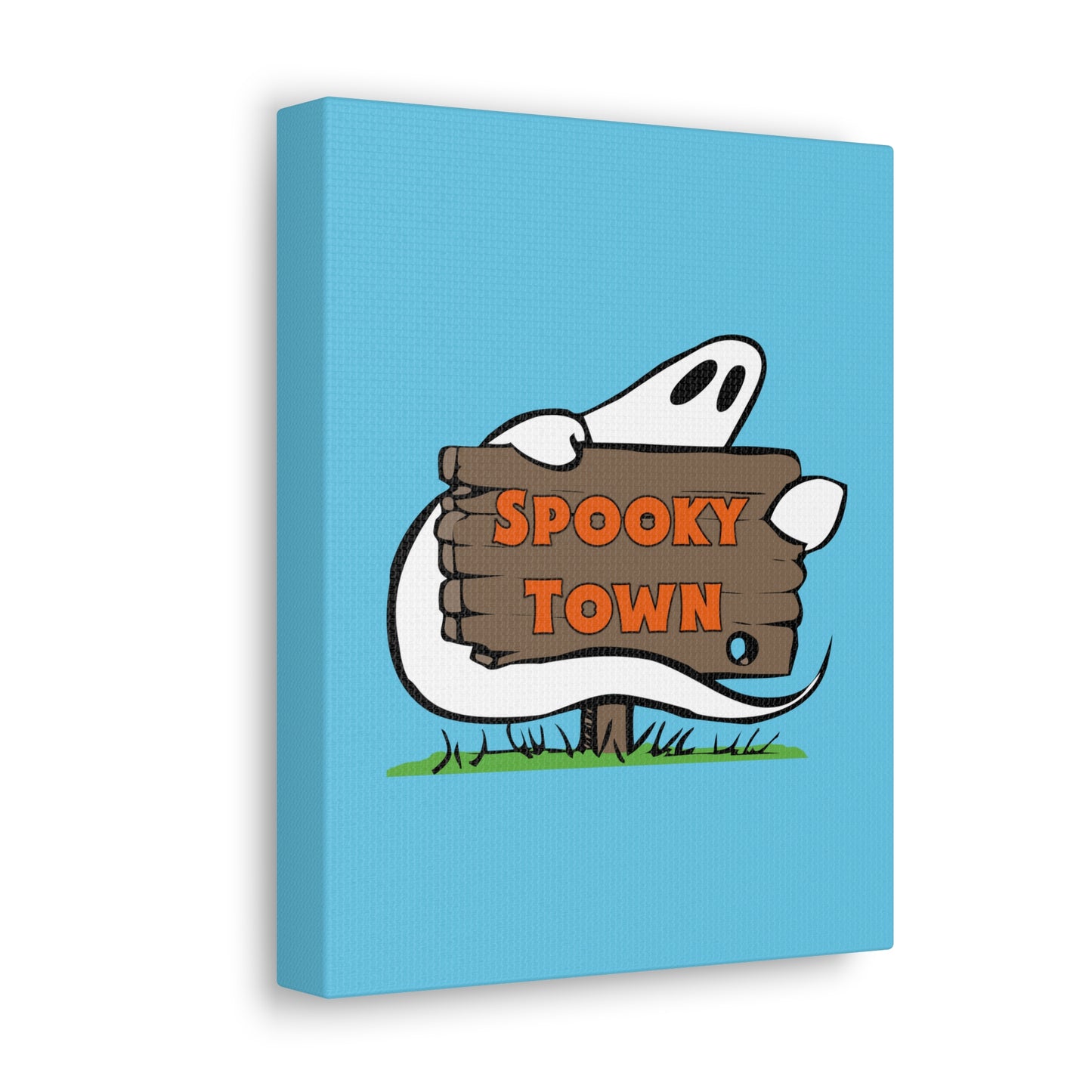 Spooky Town Ghost Sign (Blue) - Spoopy Collection - Canvas Gallery Wraps