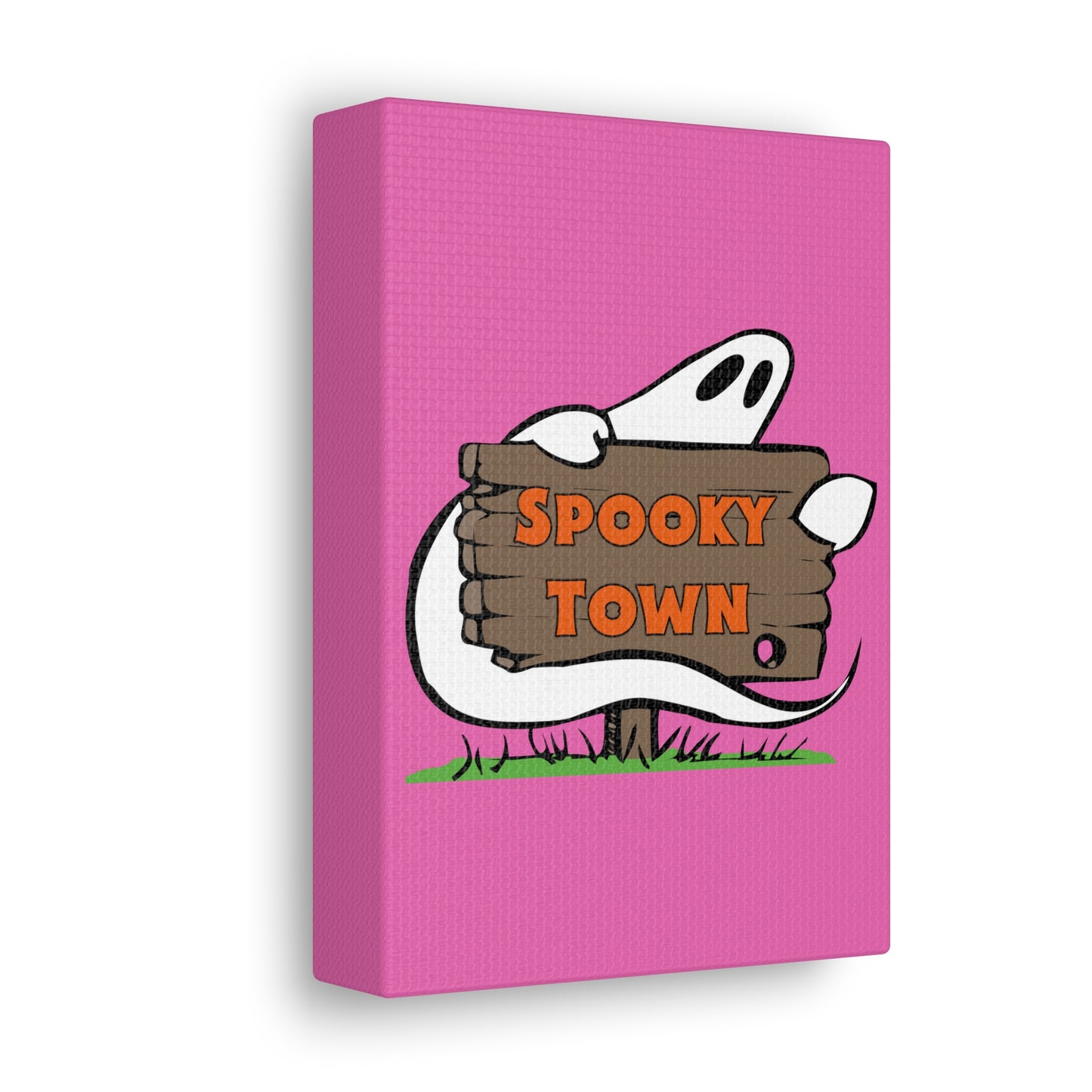 Spooky Town Ghost Sign (Pink) - Spoopy Collection - Canvas Gallery Wraps