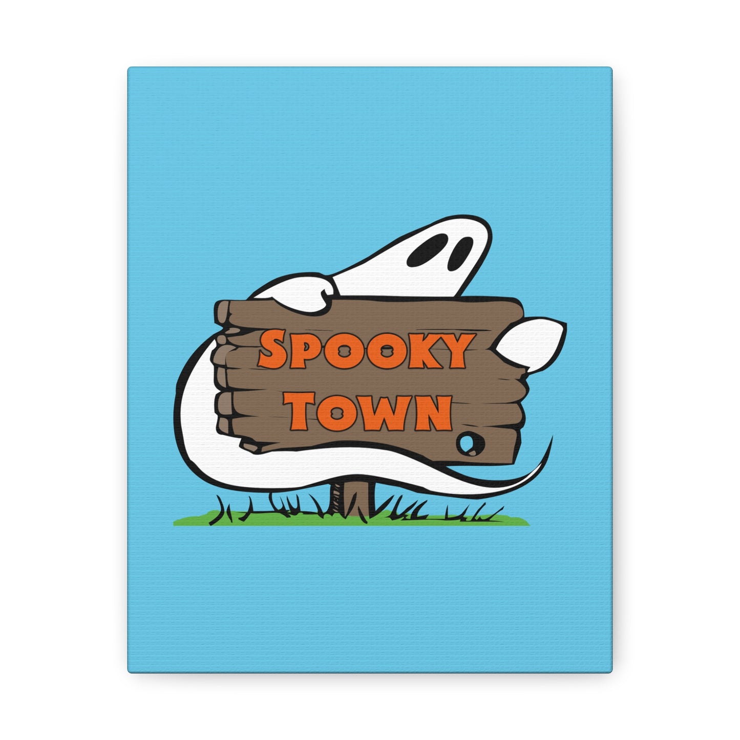 Spooky Town Ghost Sign (Blue) - Spoopy Collection - Canvas Gallery Wraps