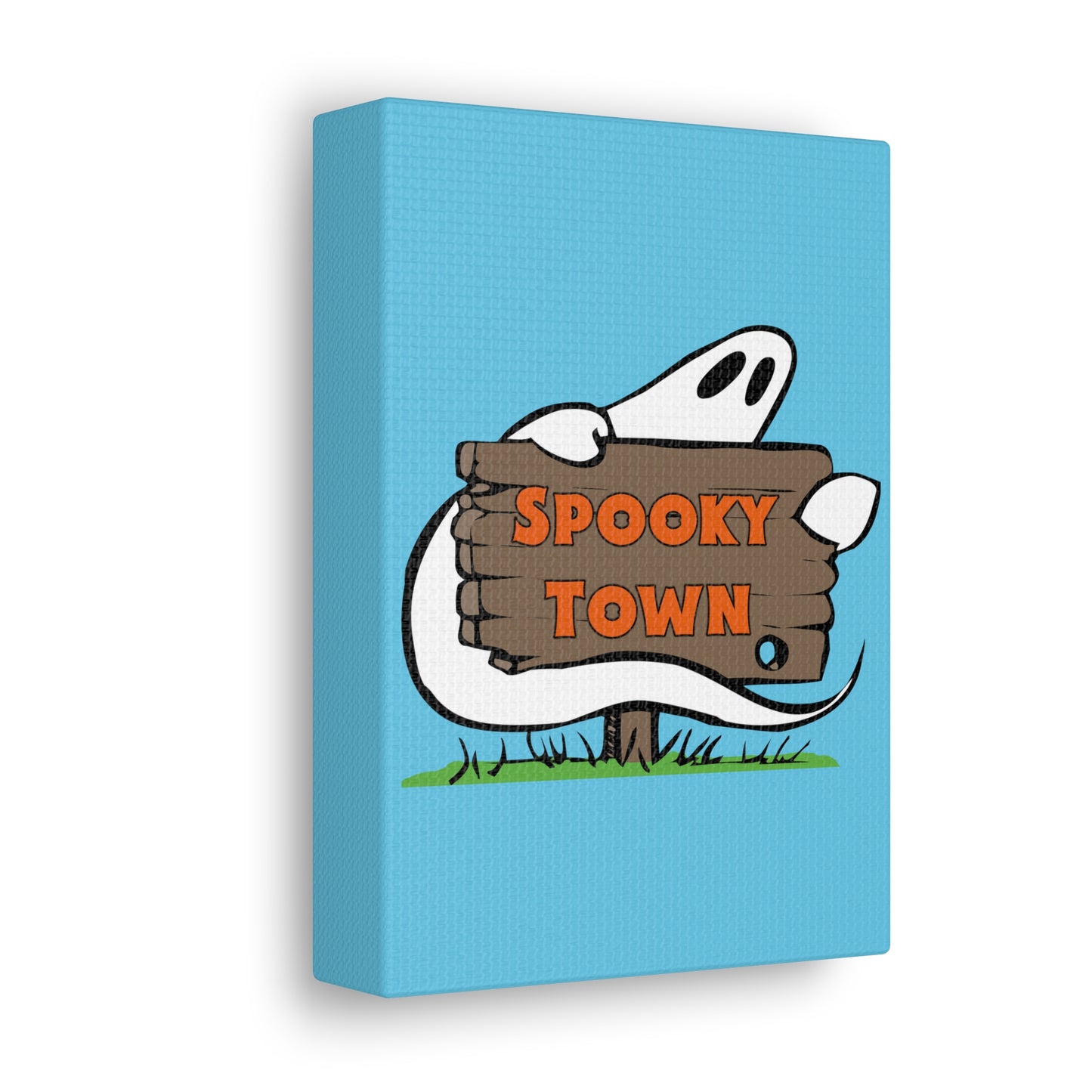Spooky Town Ghost Sign (Blue) - Spoopy Collection - Canvas Gallery Wraps