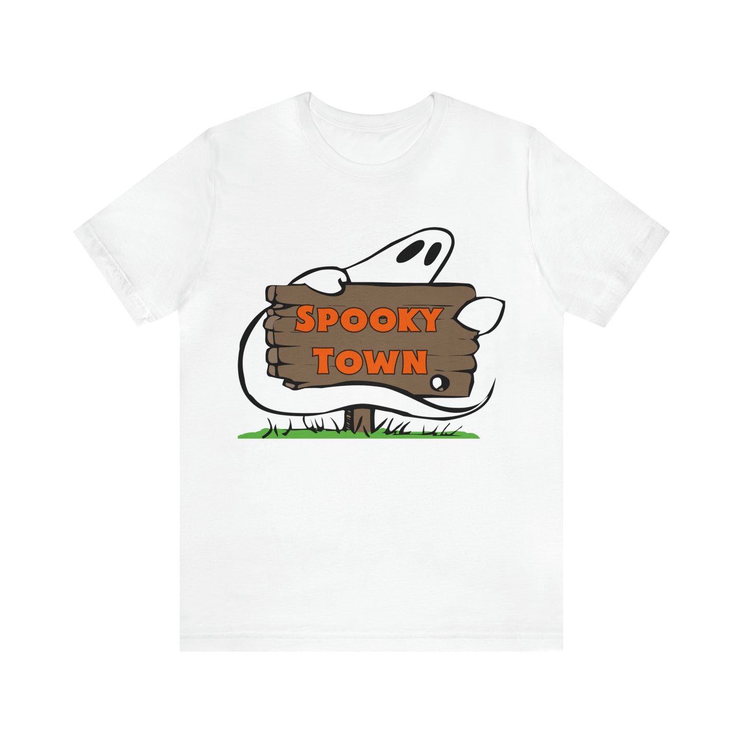 Spooky Town Ghost Sign - Spoopy Collection - Unisex Jersey Short Sleeve Tee